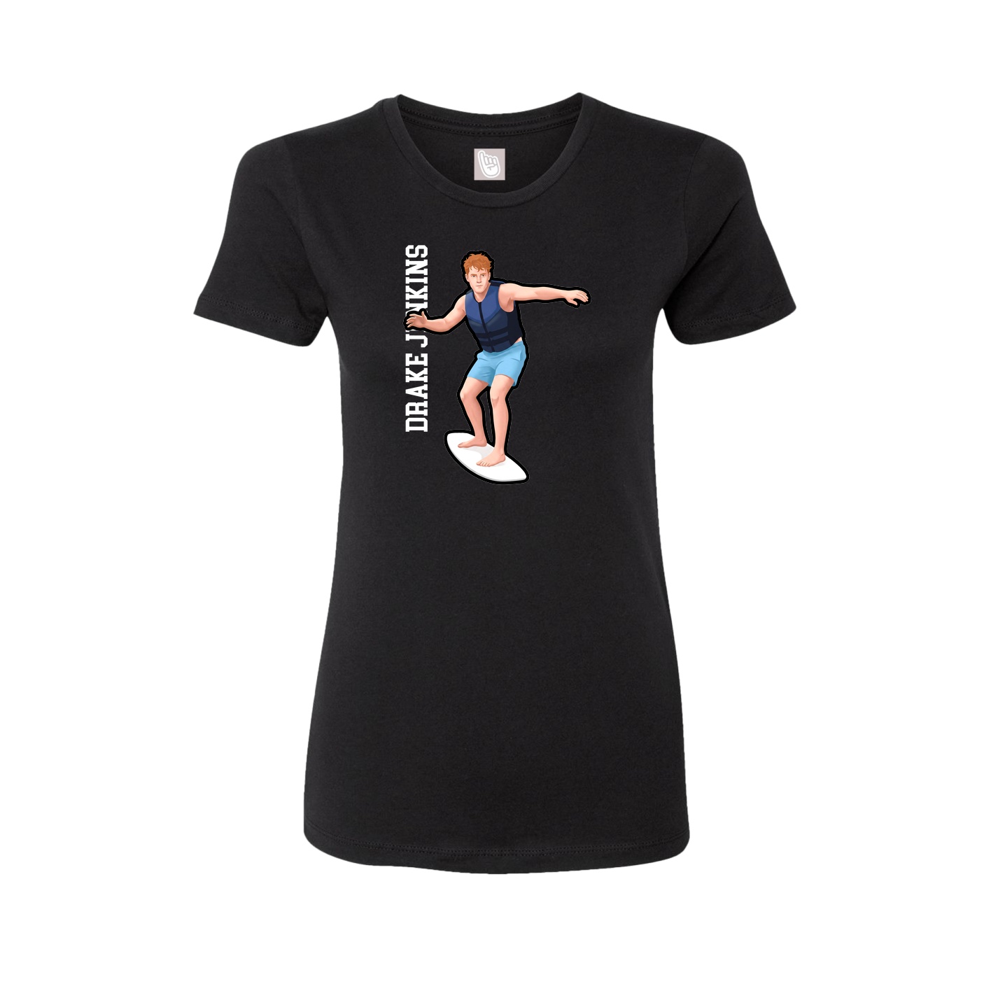 Fitted Women's Tee — Name Vertical in Black