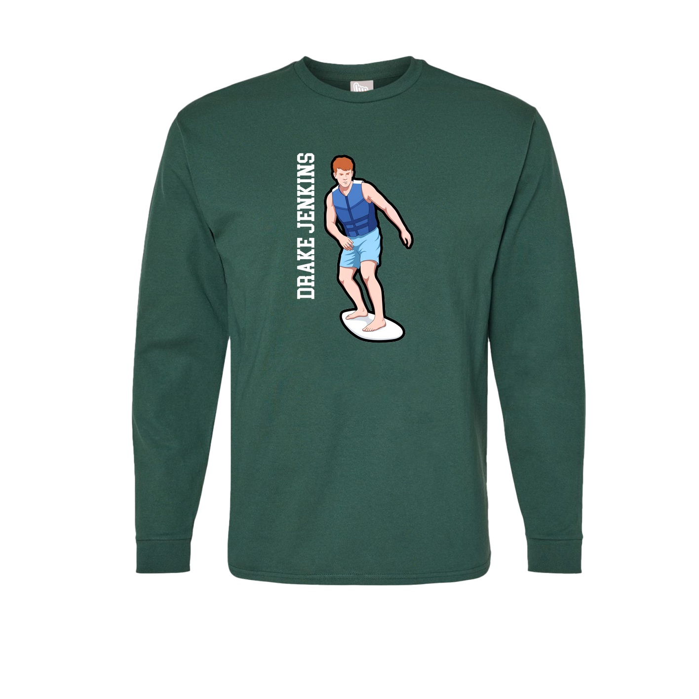 Long Sleeve Tee — Name Vertical in Green