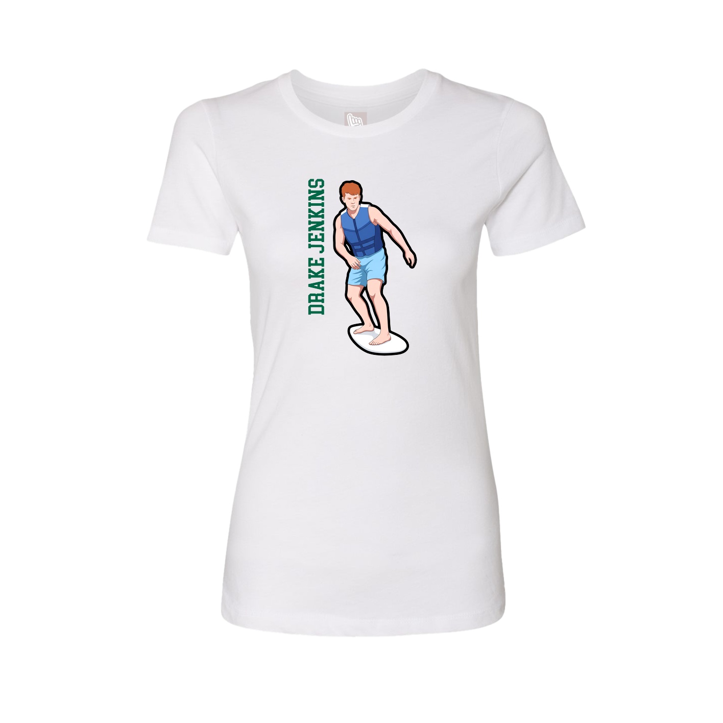 Fitted Women's Tee — Name Vertical in White