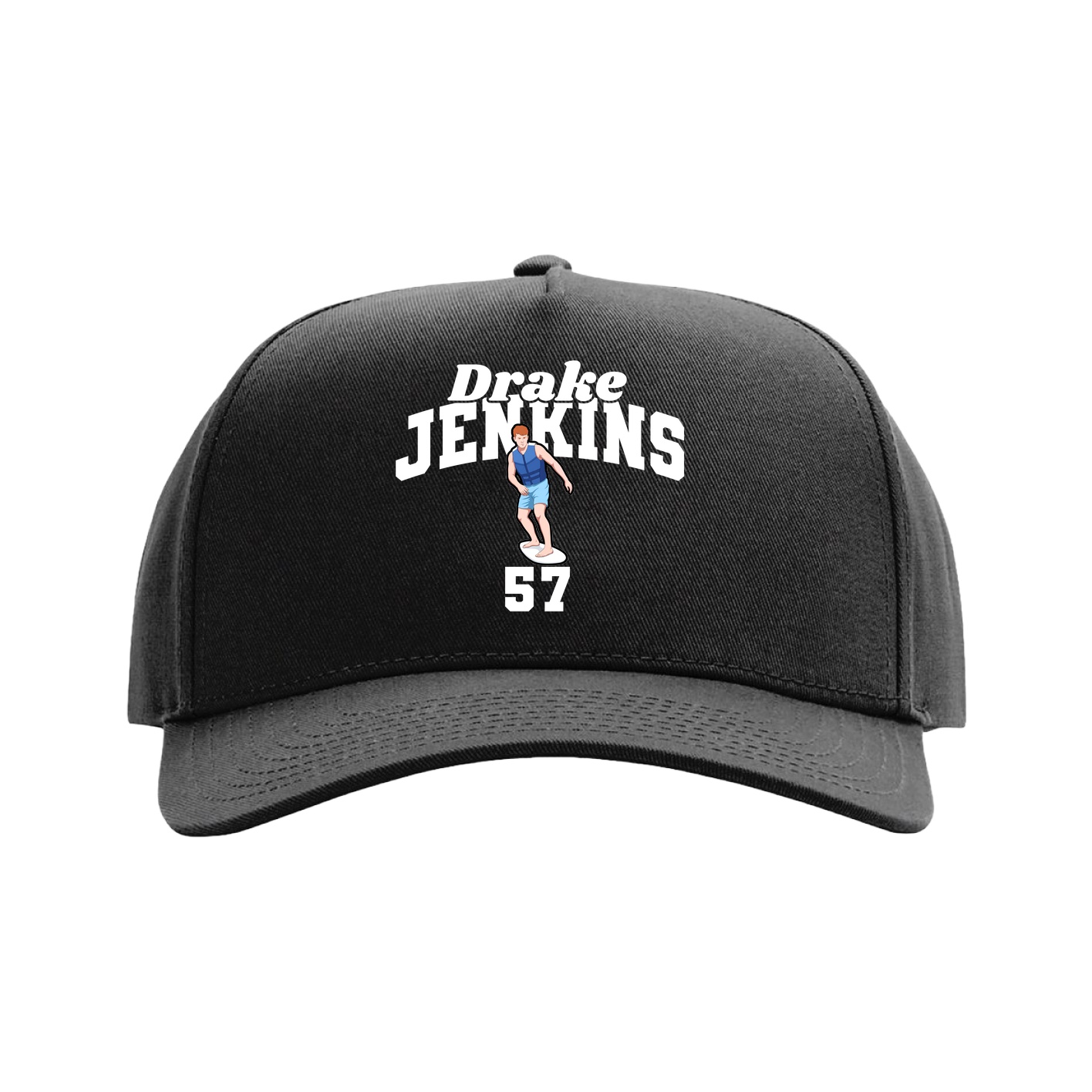 Full Fabric Five-Panel Champ Cap — Signature Arch in Black