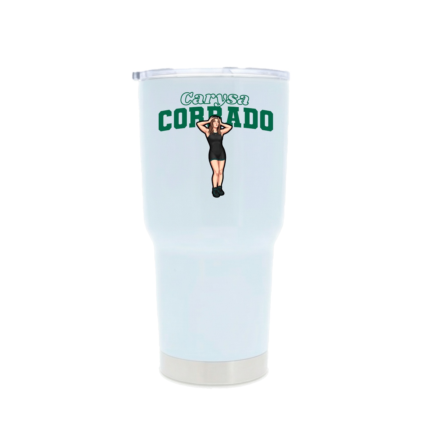 30oz Stainless Steel Tumbler — Name Arch in White