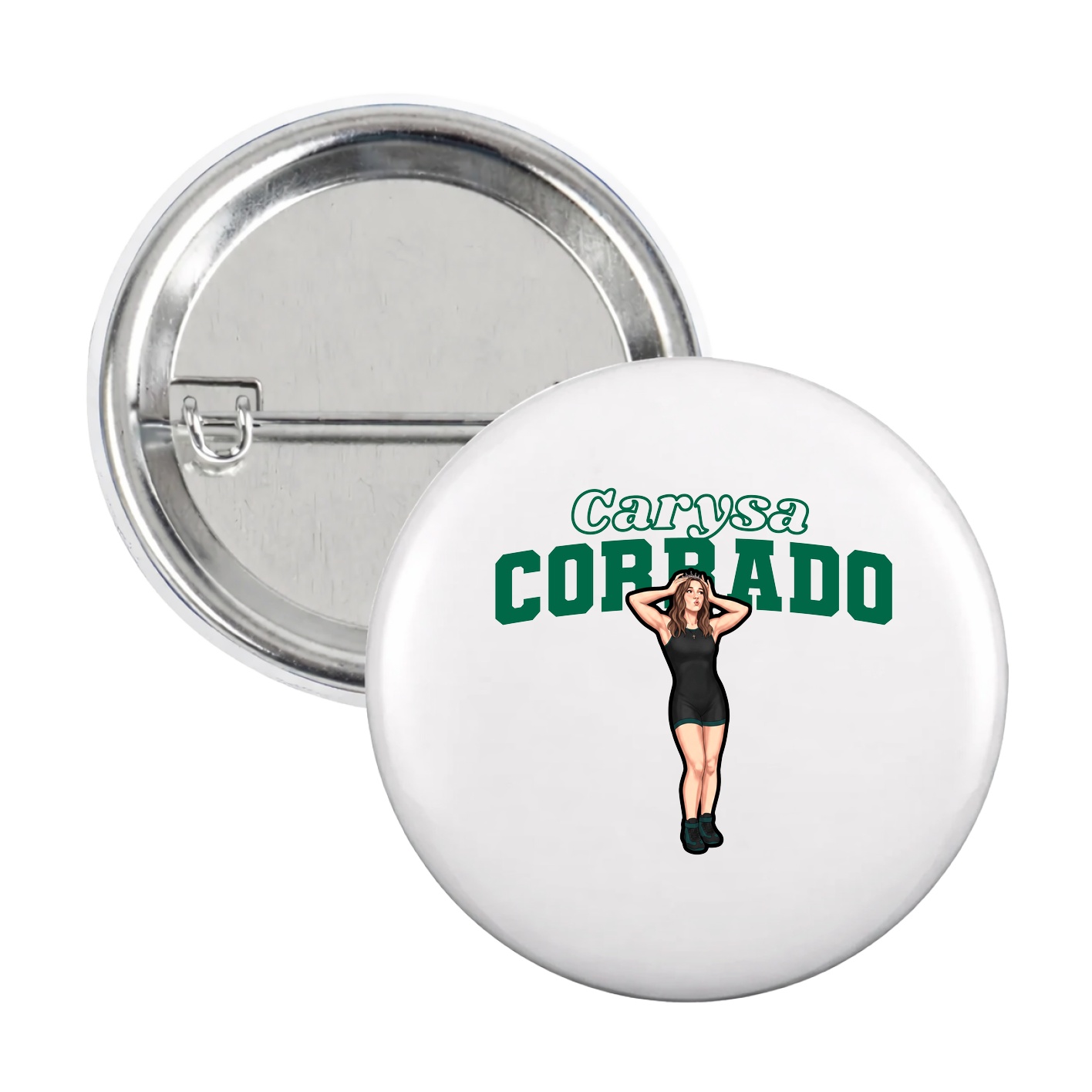 Game Day Button — Name Arch in White