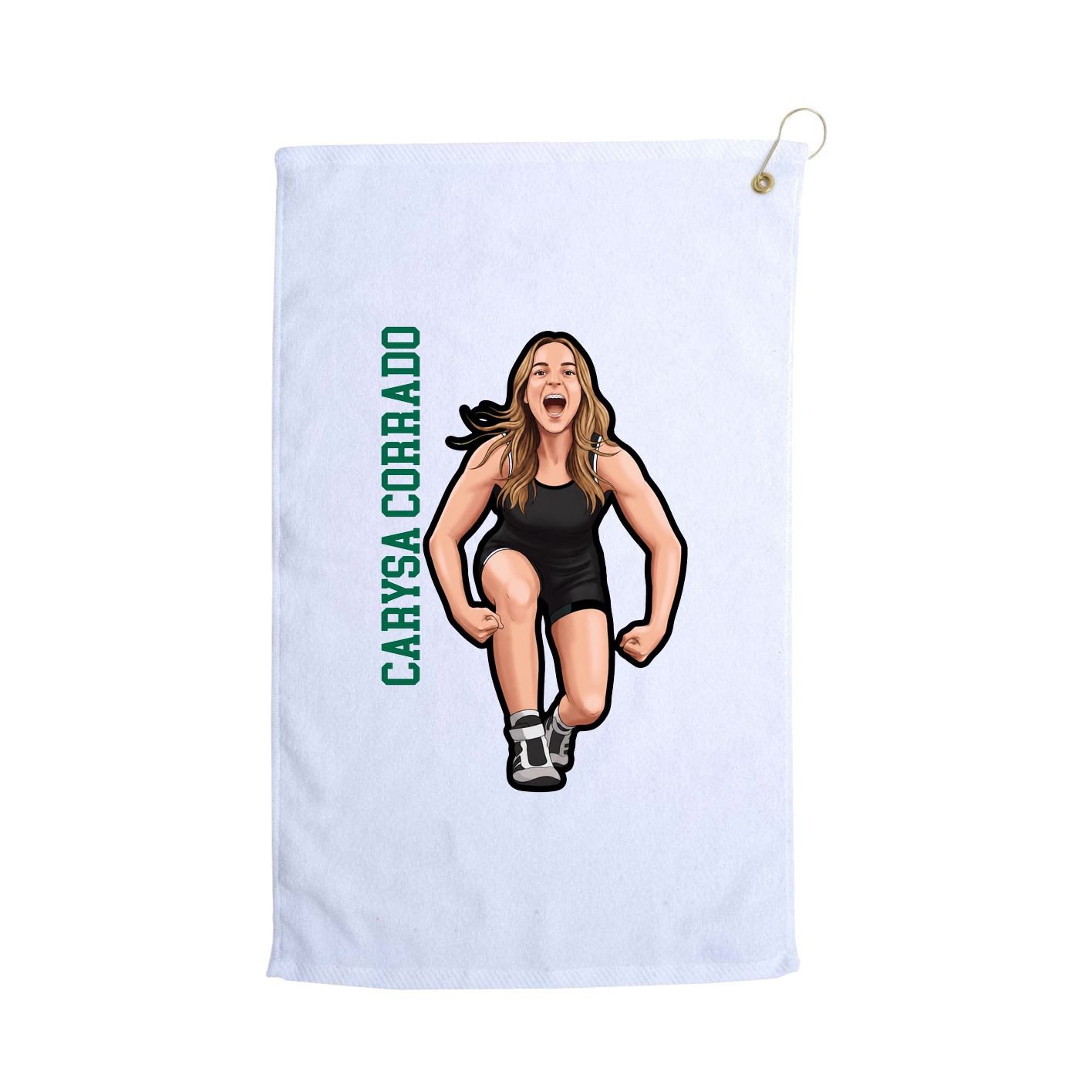 Golf Towel — Name Vertical in White