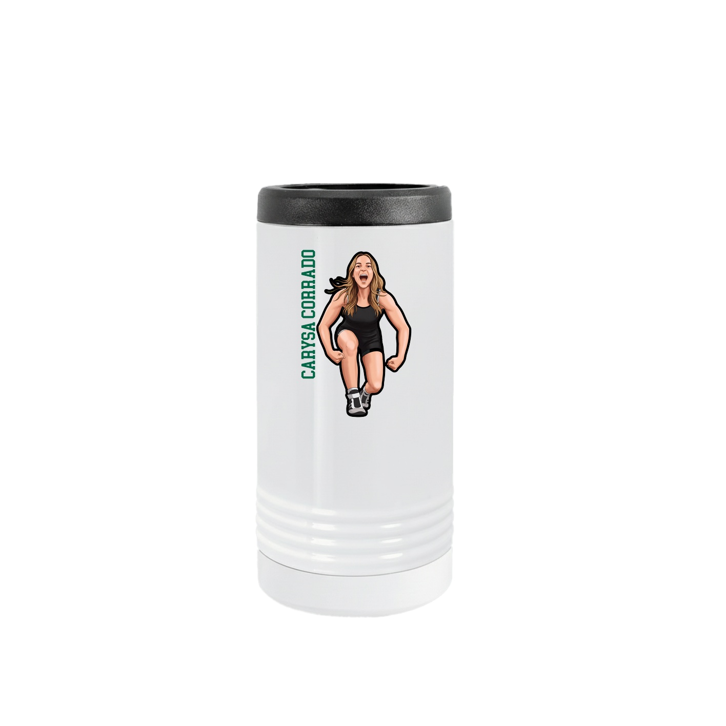 Slim Beverage Holder — Name Vertical in White