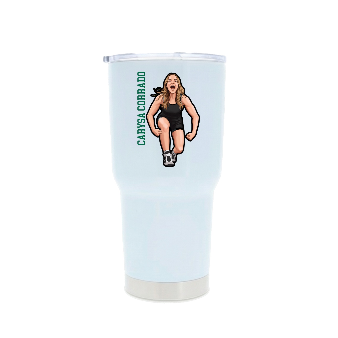 30oz Stainless Steel Tumbler — Name Vertical in White