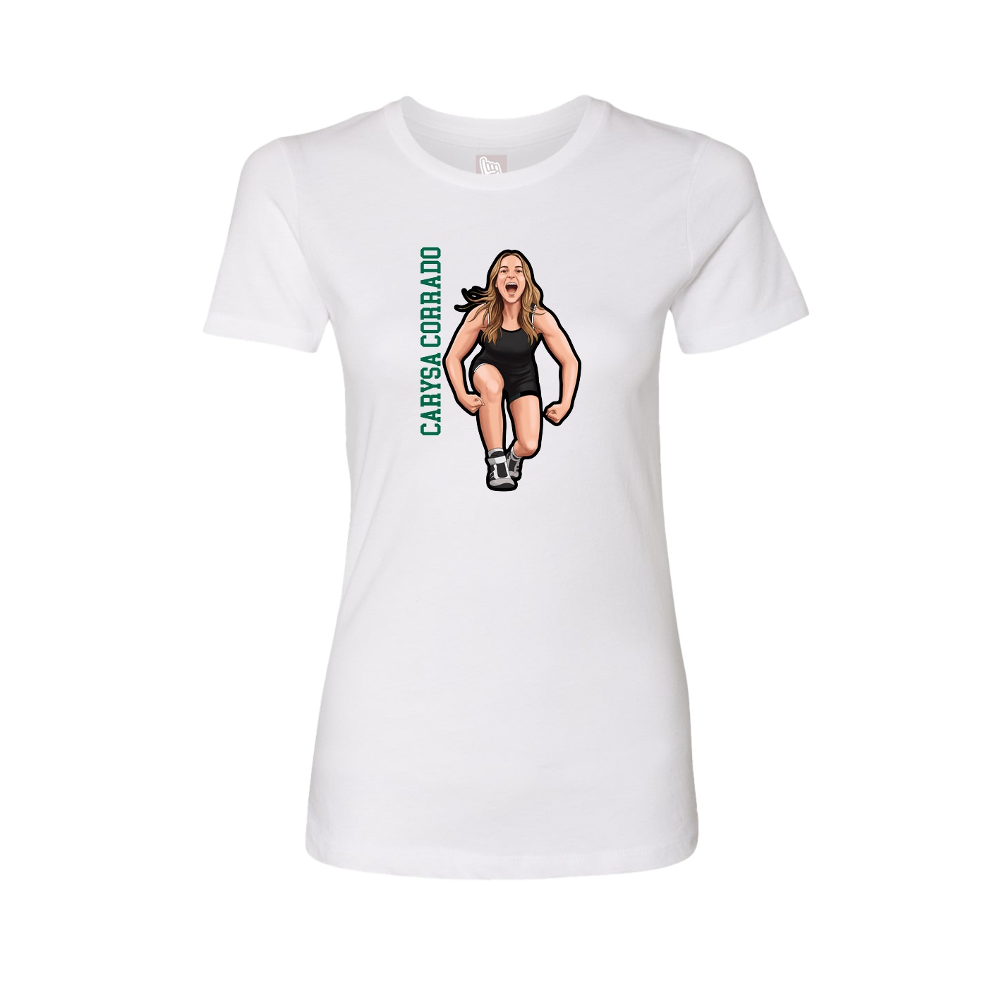 Fitted Women's Tee — Name Vertical in White