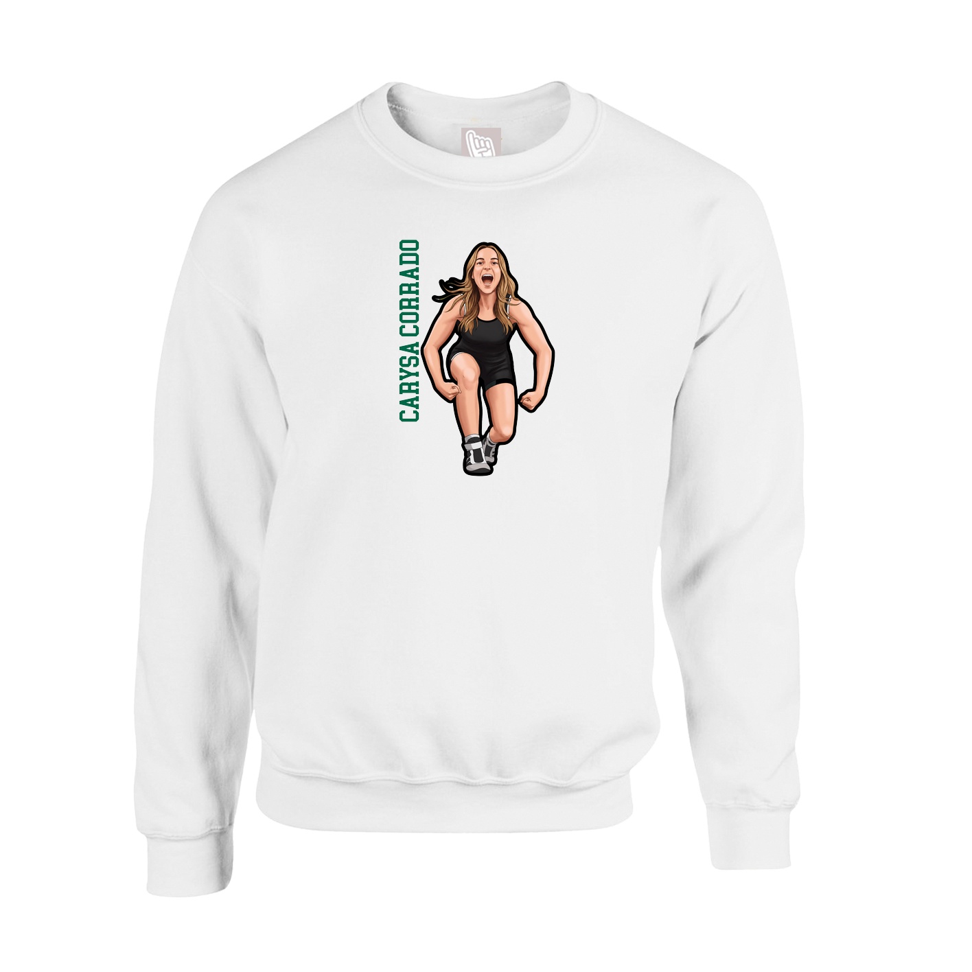 Fleece Crew — Name Vertical in White