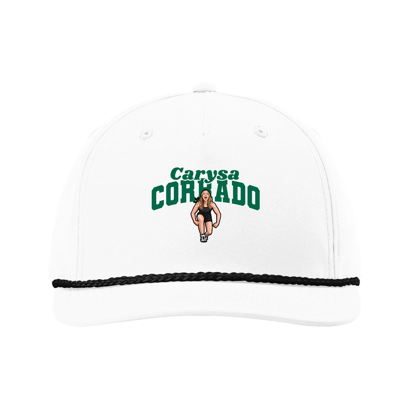 Five-Panel Classic Rope Cap — Signature Arch in White