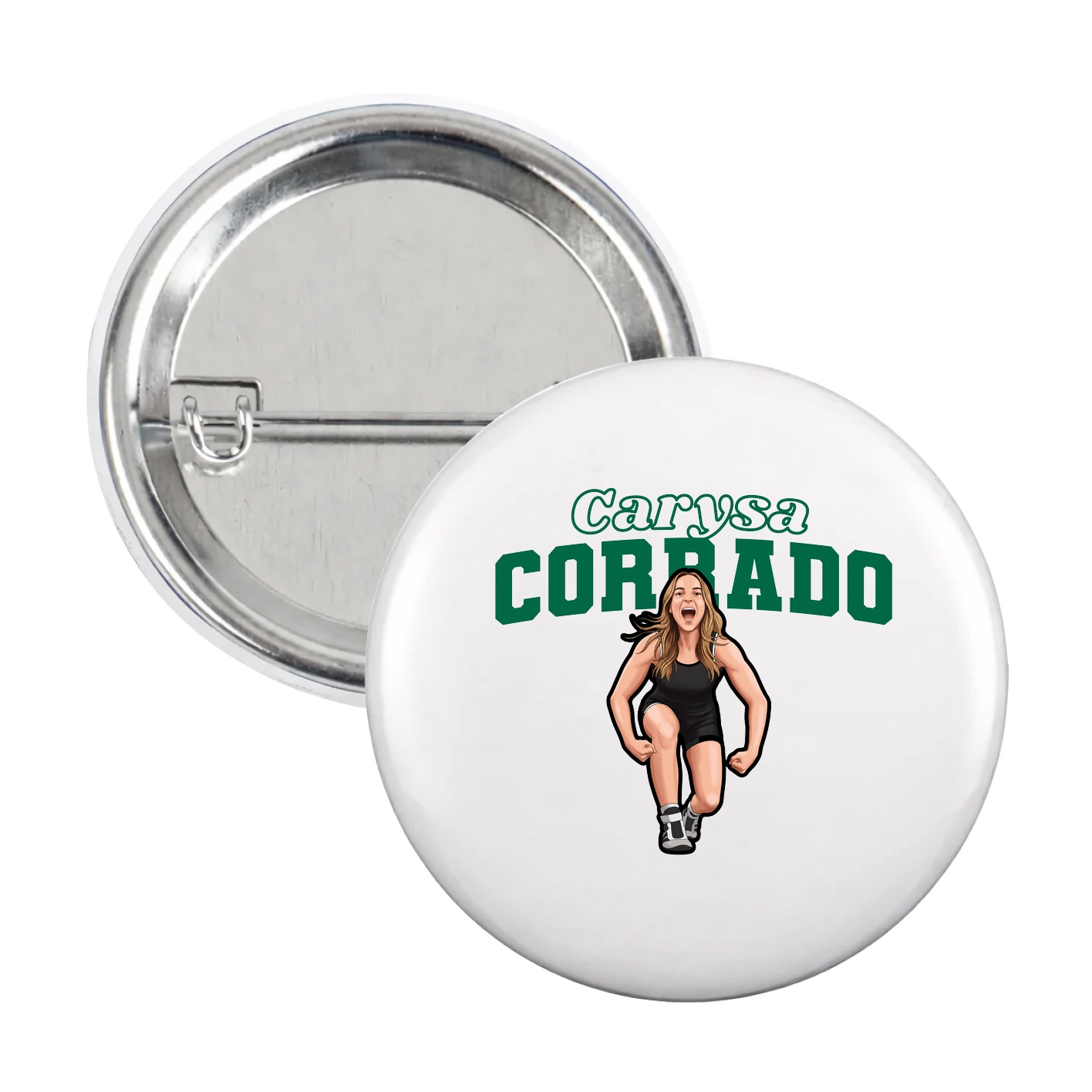 Game Day Button — Name Arch in White