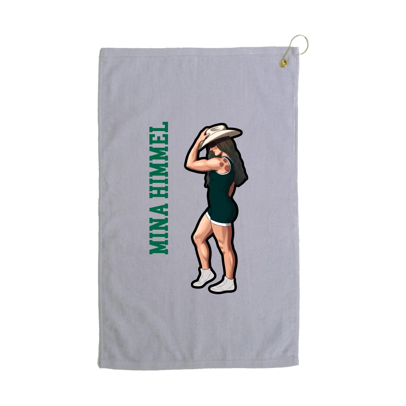 Golf Towel — Name Vertical in Grey