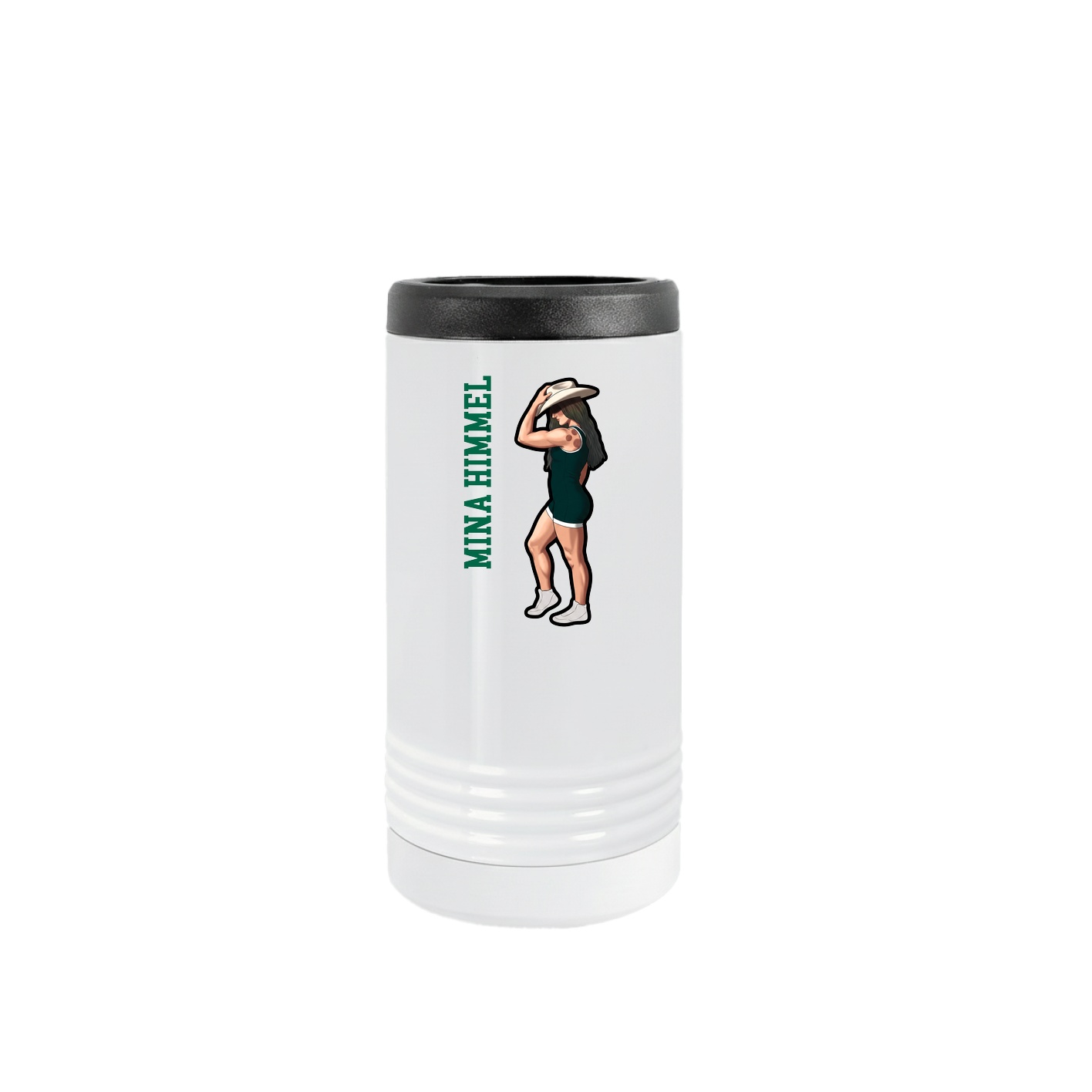 Slim Beverage Holder — Name Vertical in White