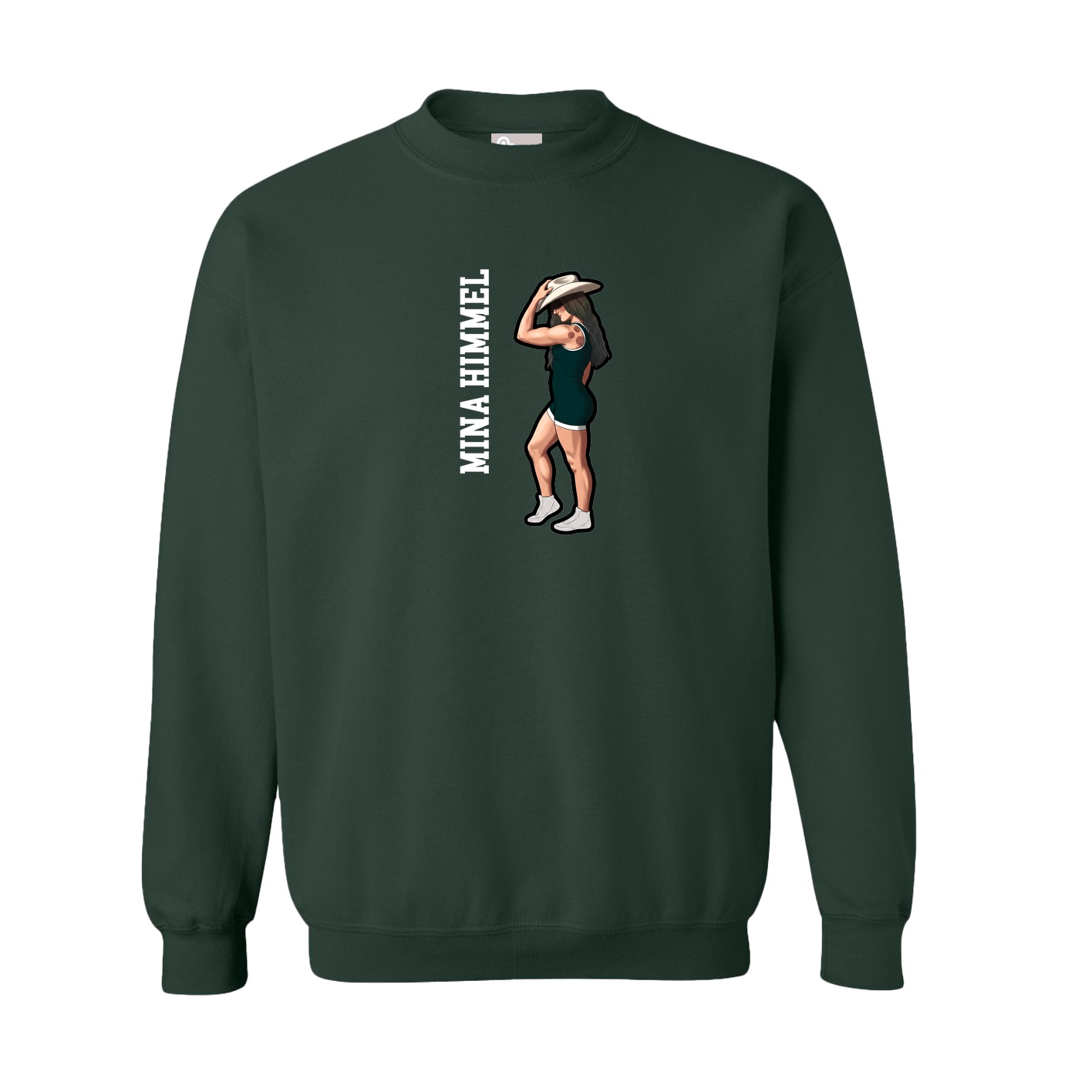 Fleece Crew — Name Vertical in Green