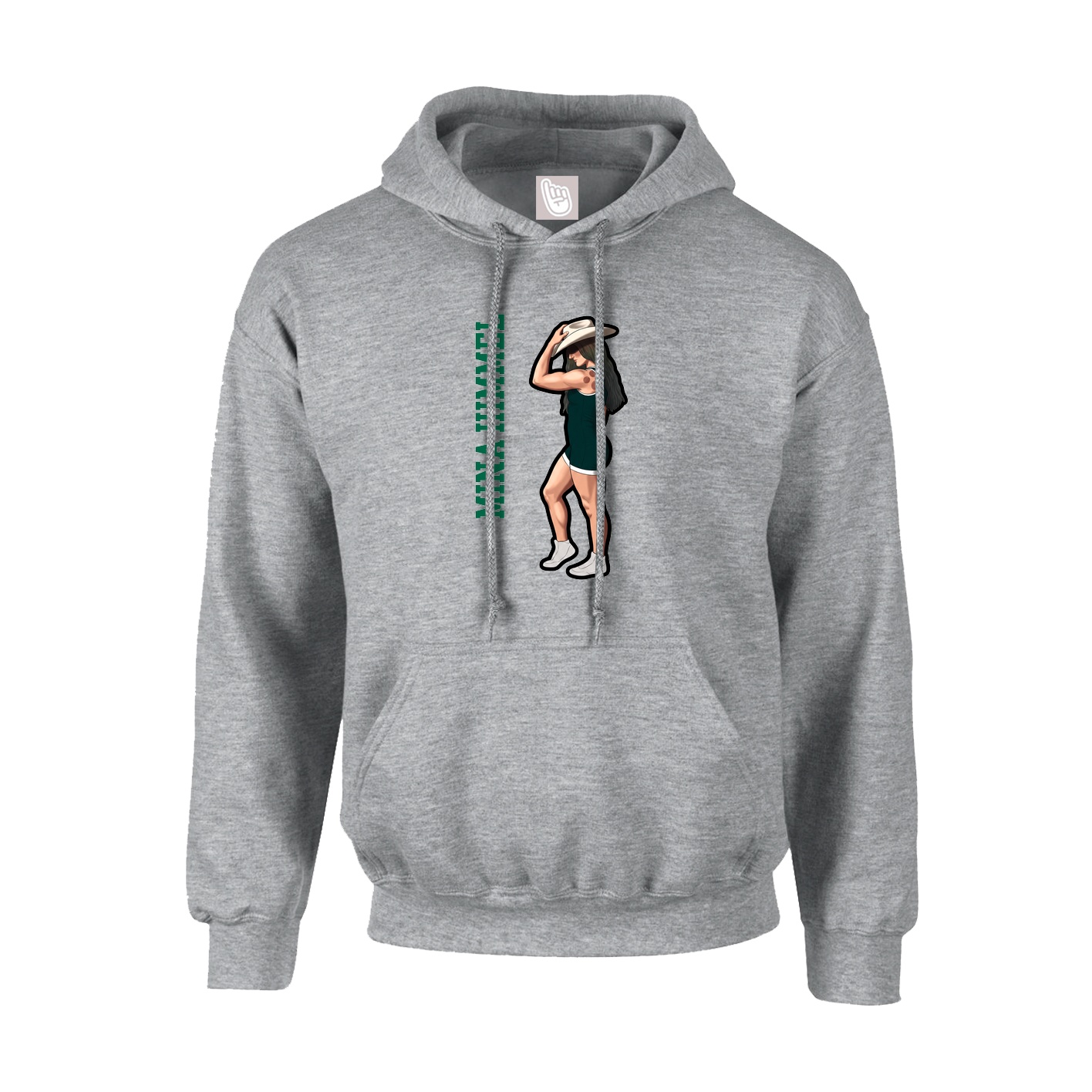 Youth Hoodie — Name Vertical in Grey