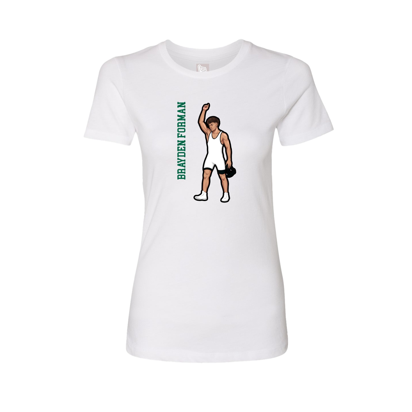 Fitted Women's Tee — Name Vertical in White