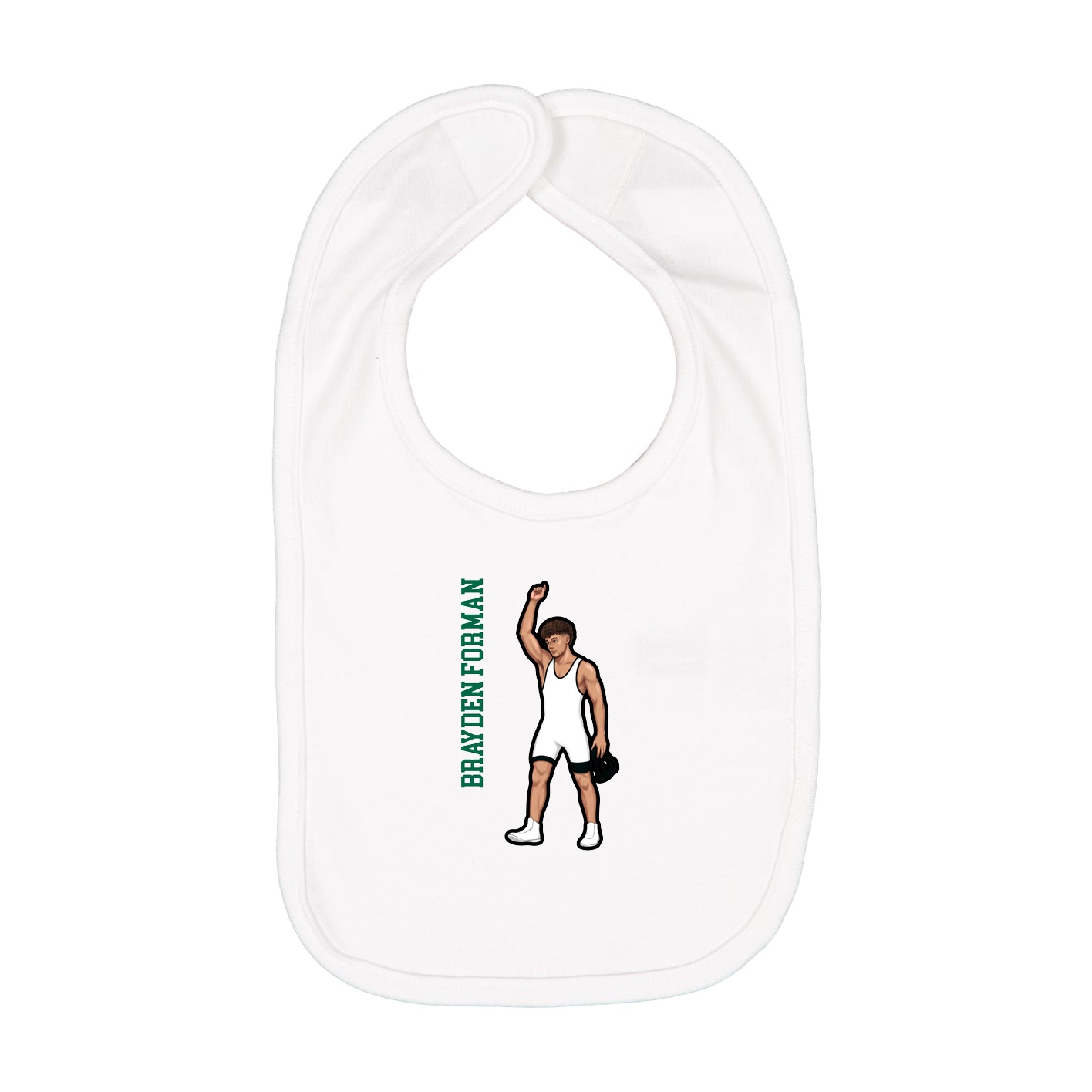 Infant Bib — Name Vertical in White