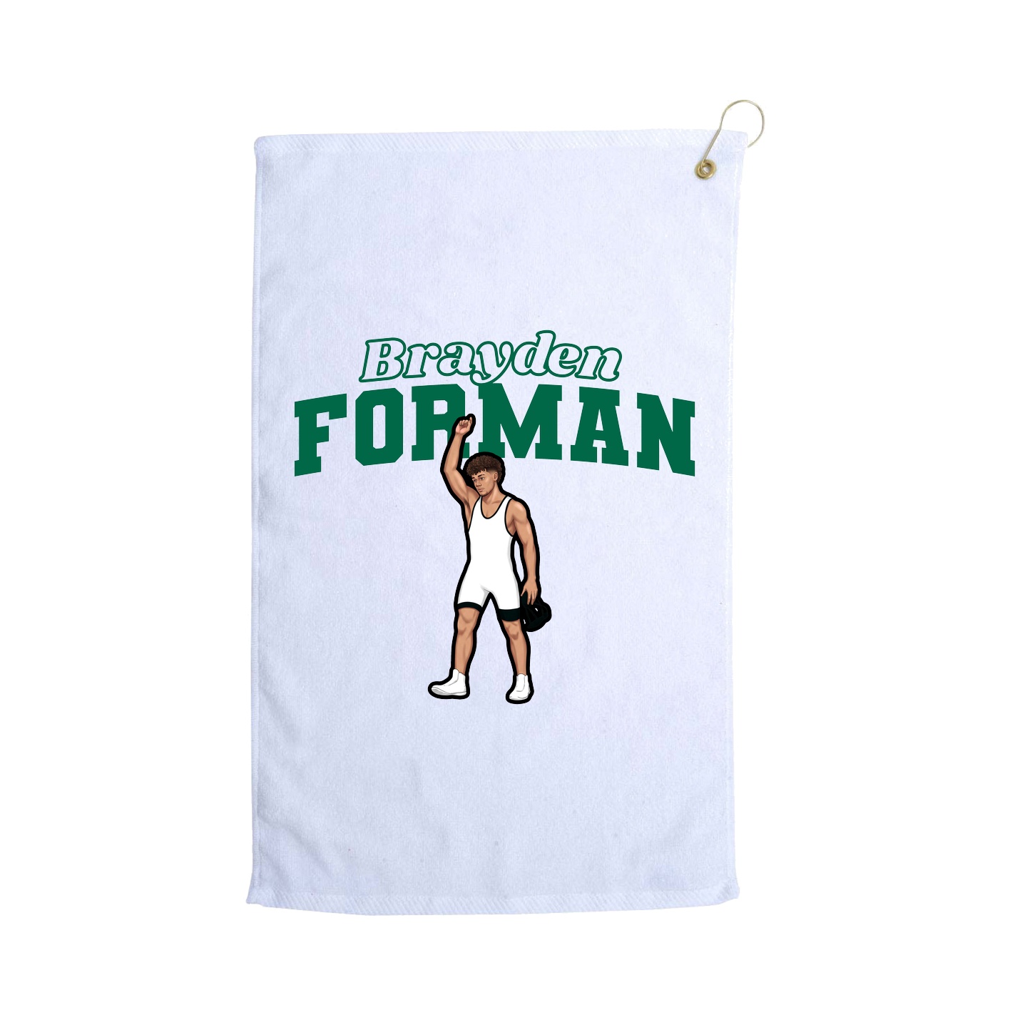 Golf Towel — Name Arch in White