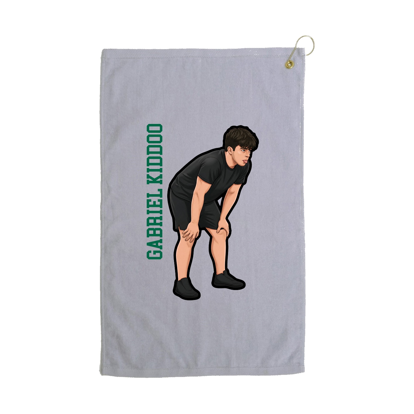 Golf Towel — Name Vertical in Grey