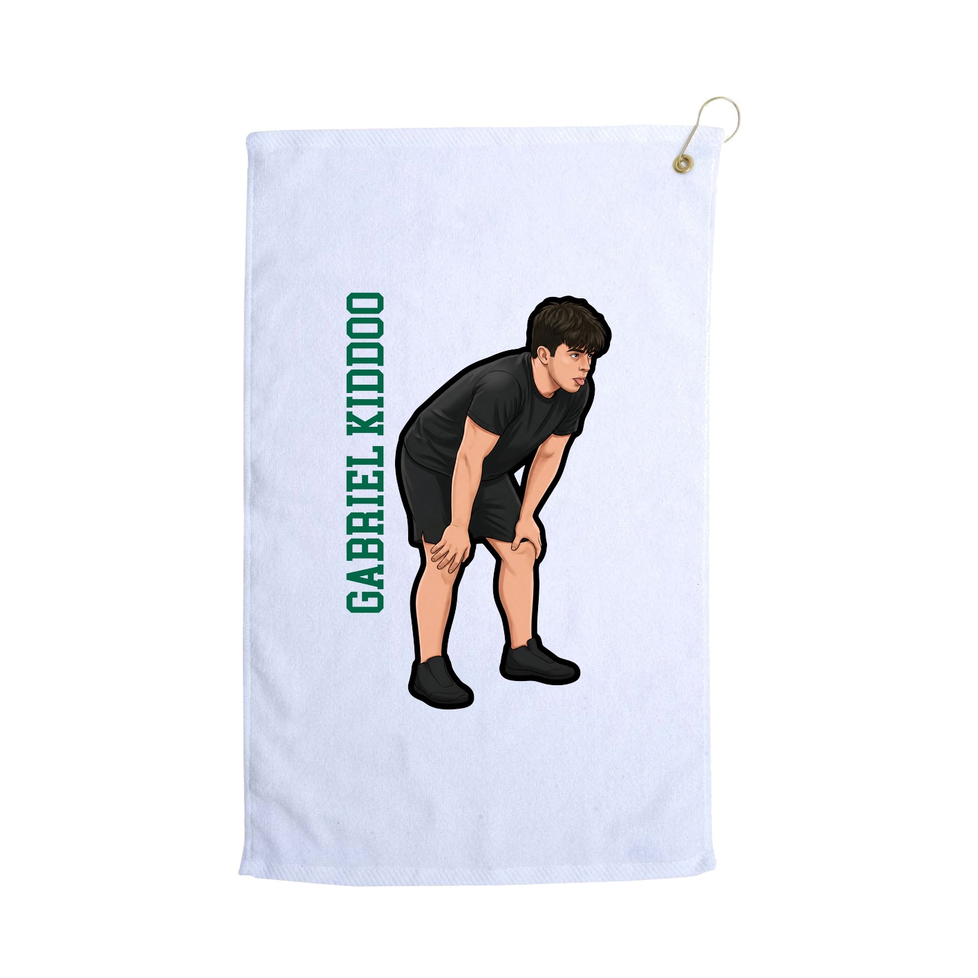Golf Towel — Name Vertical in White