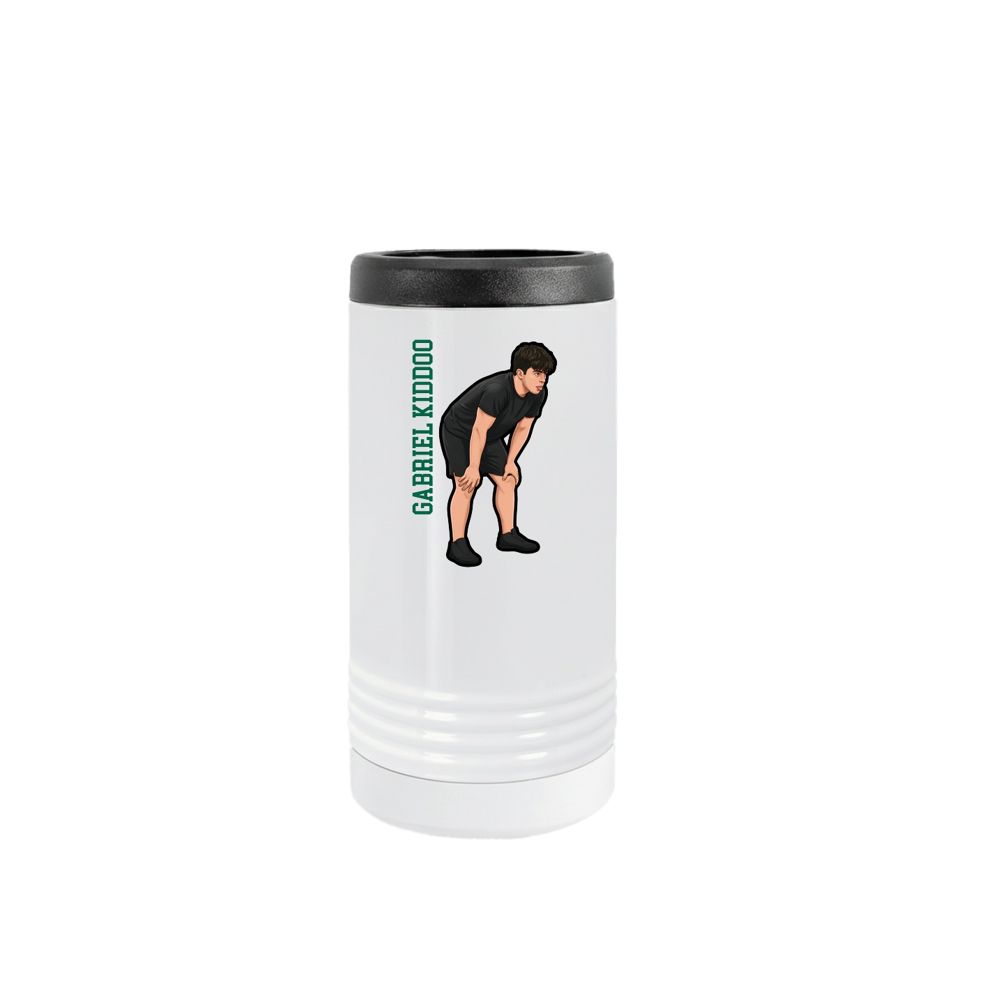 Slim Beverage Holder — Name Vertical in White