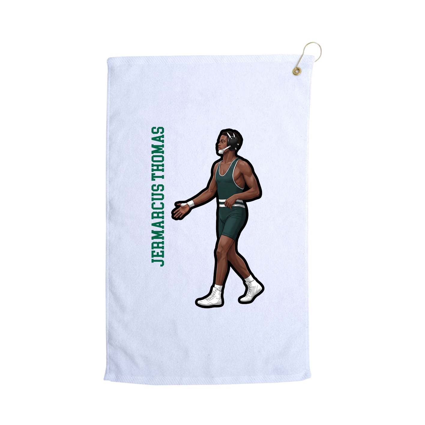 Golf Towel — Name Vertical in White