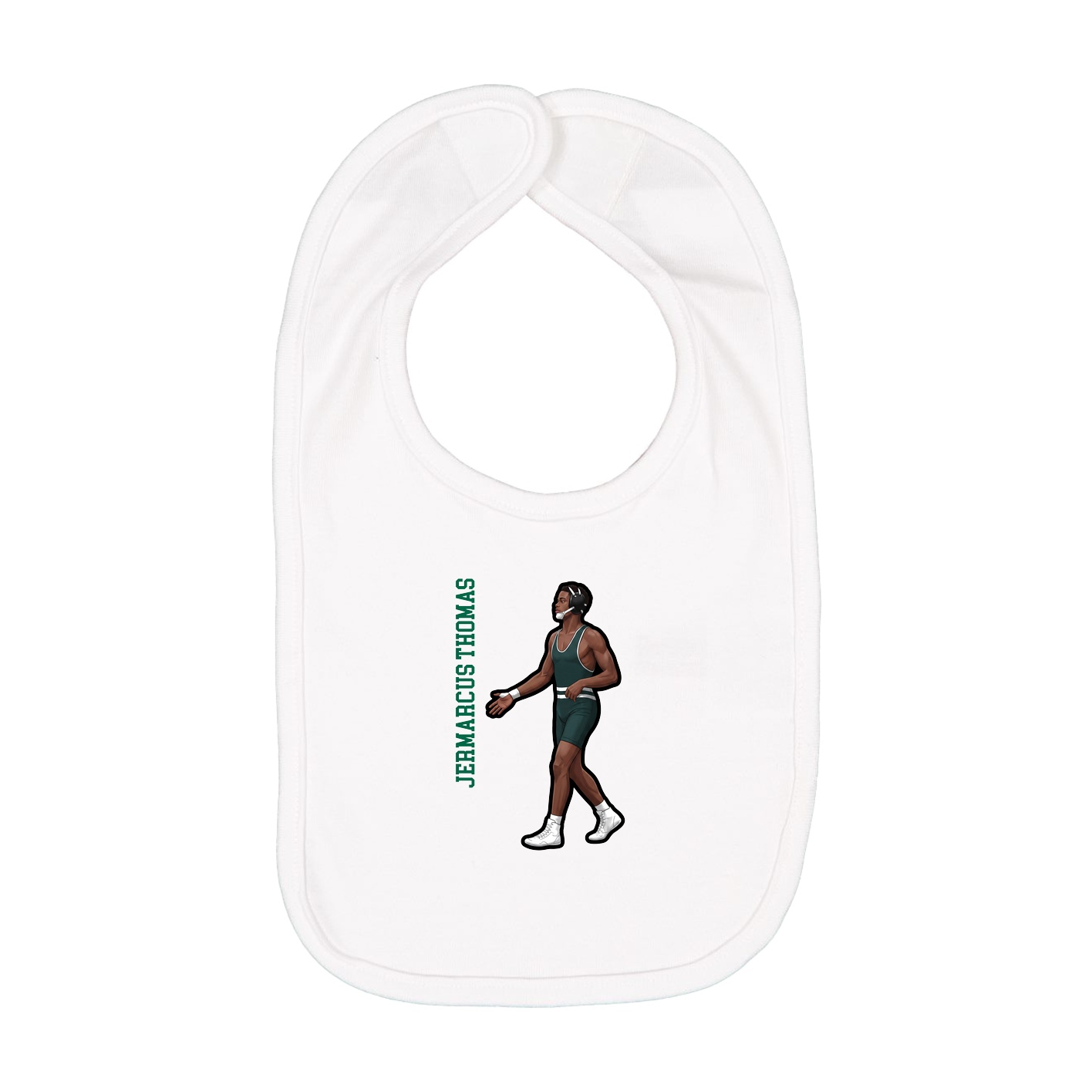 Infant Bib — Name Vertical in White
