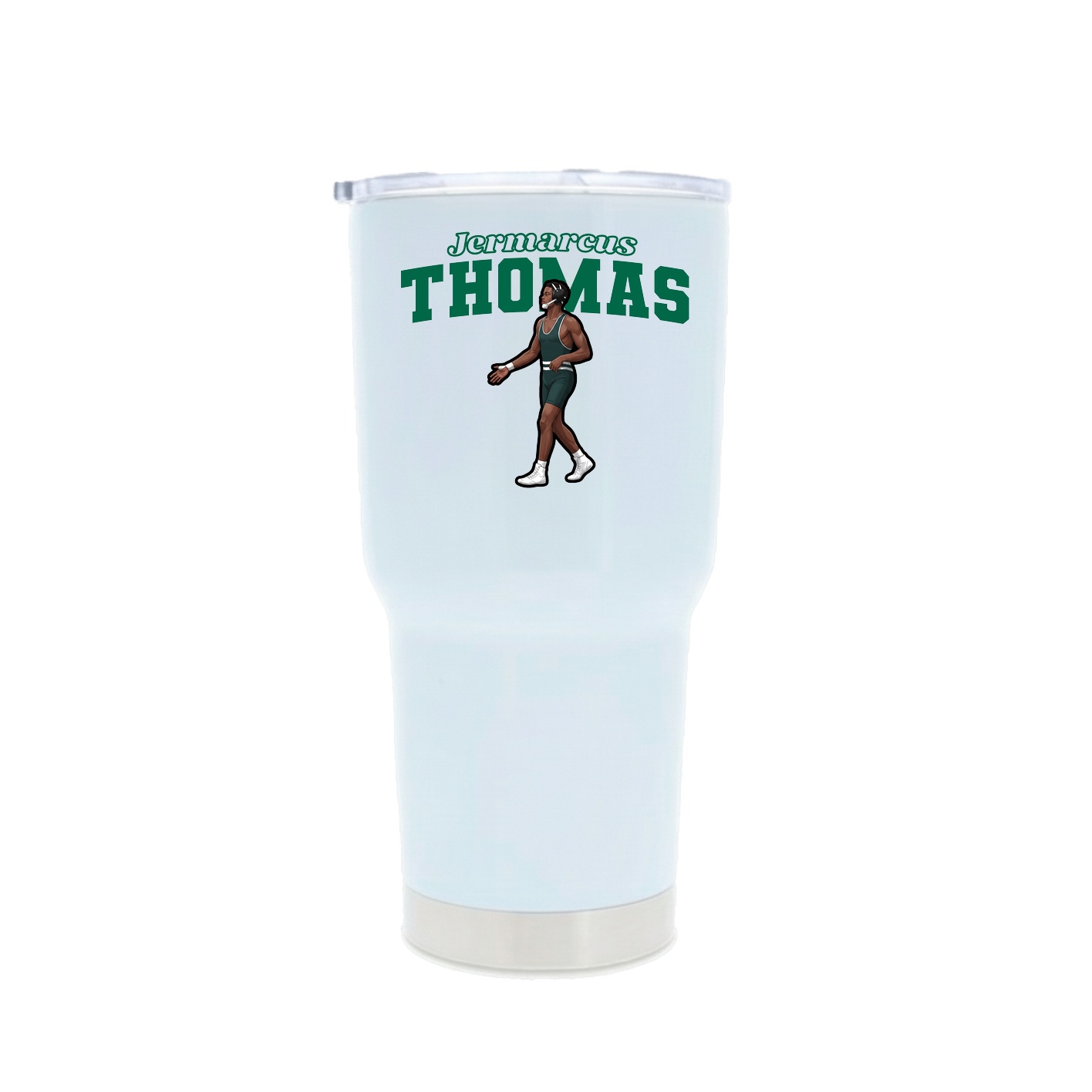 30oz Stainless Steel Tumbler — Name Arch in White