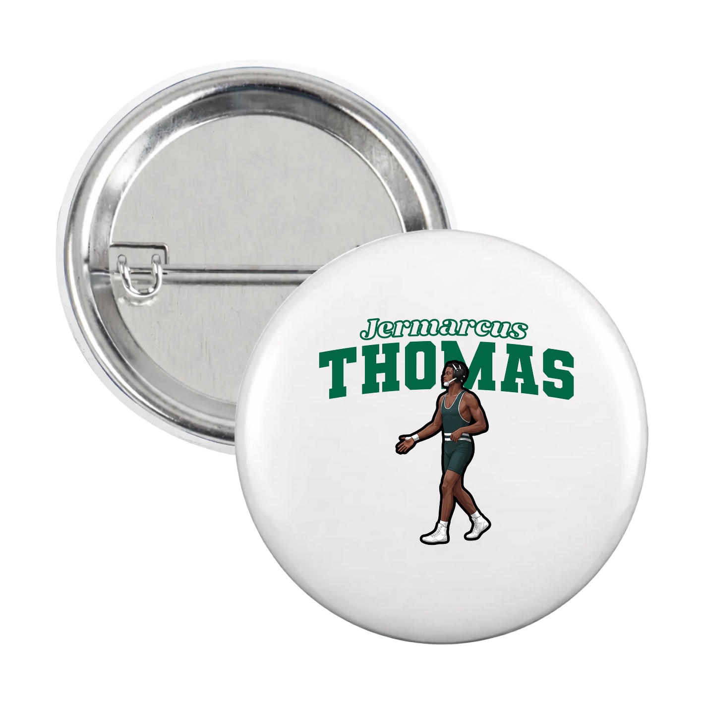 Game Day Button — Name Arch in White