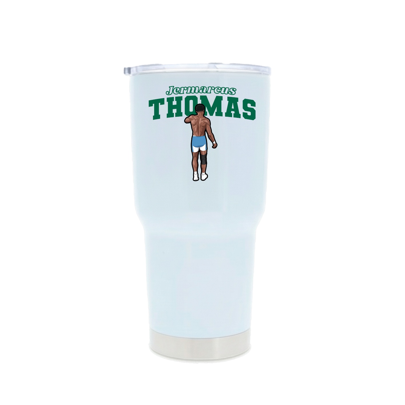 30oz Stainless Steel Tumbler — Name Arch in White