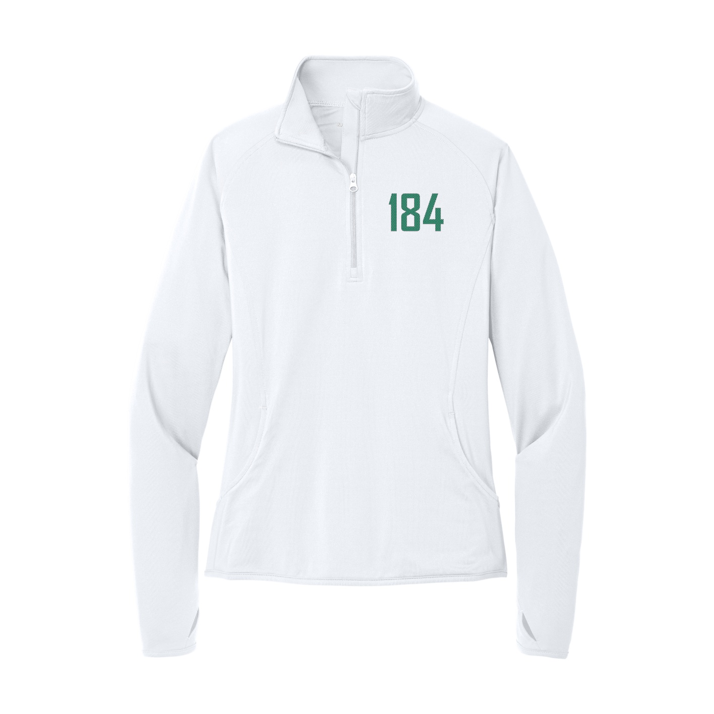 Women's Q-Zip Pullover — Front Shirsy in White