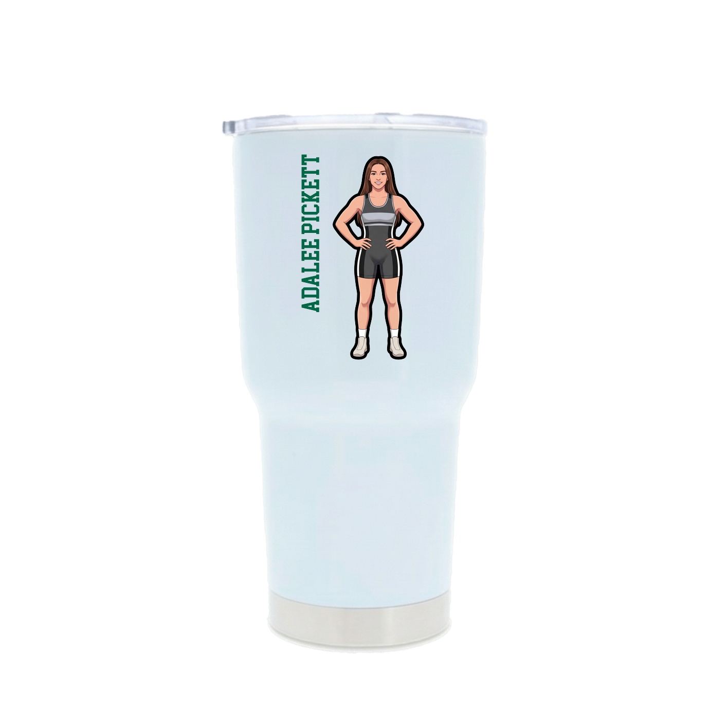 30oz Stainless Steel Tumbler — Name Vertical in White