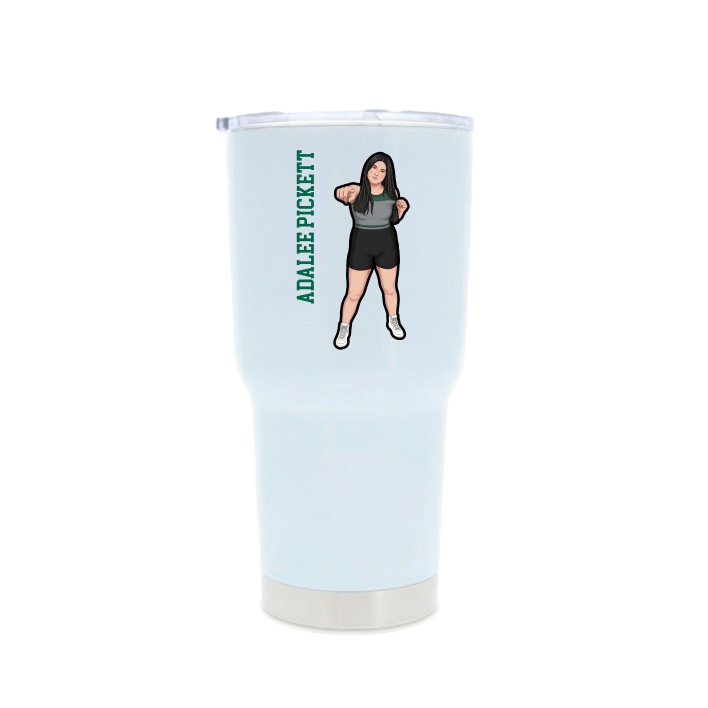 30oz Stainless Steel Tumbler — Name Vertical in White