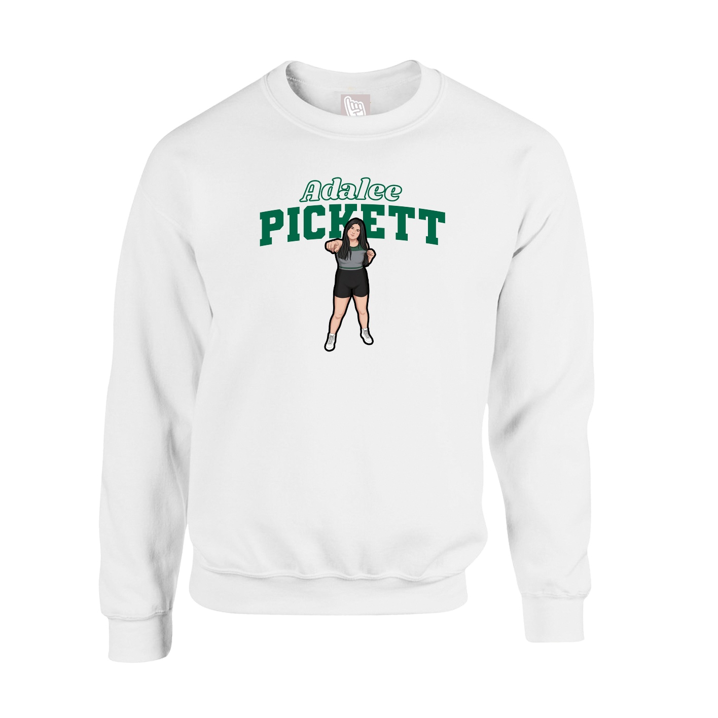 Fleece Crew — Name Arch in White