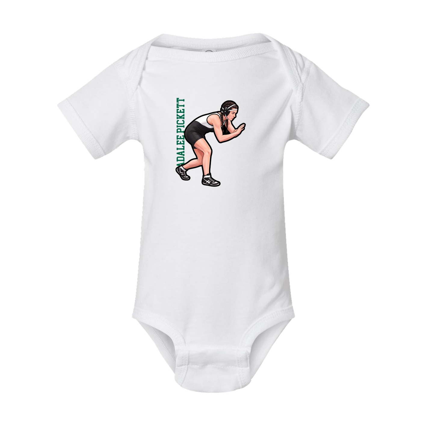 Baby Onesie — Name Vertical in White