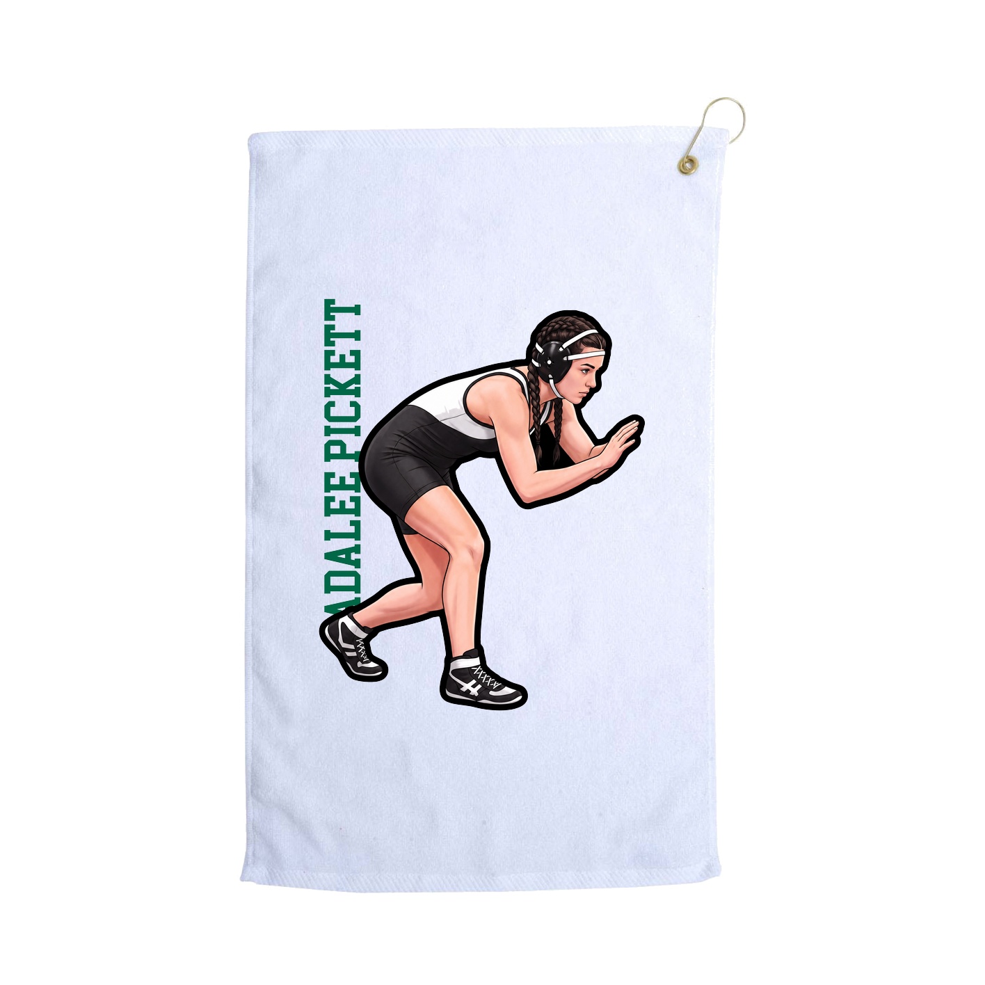 Golf Towel — Name Vertical in White