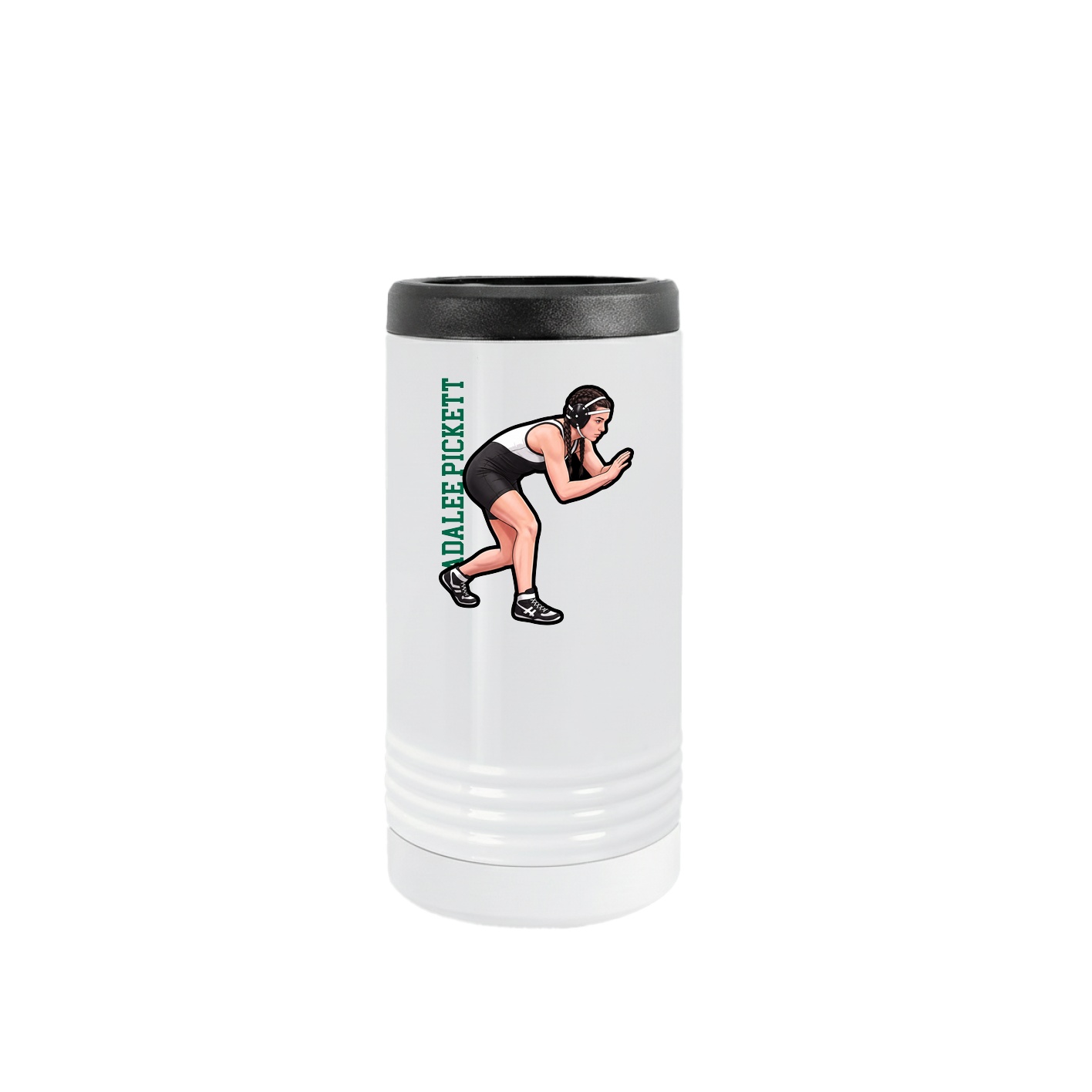 Slim Beverage Holder — Name Vertical in White