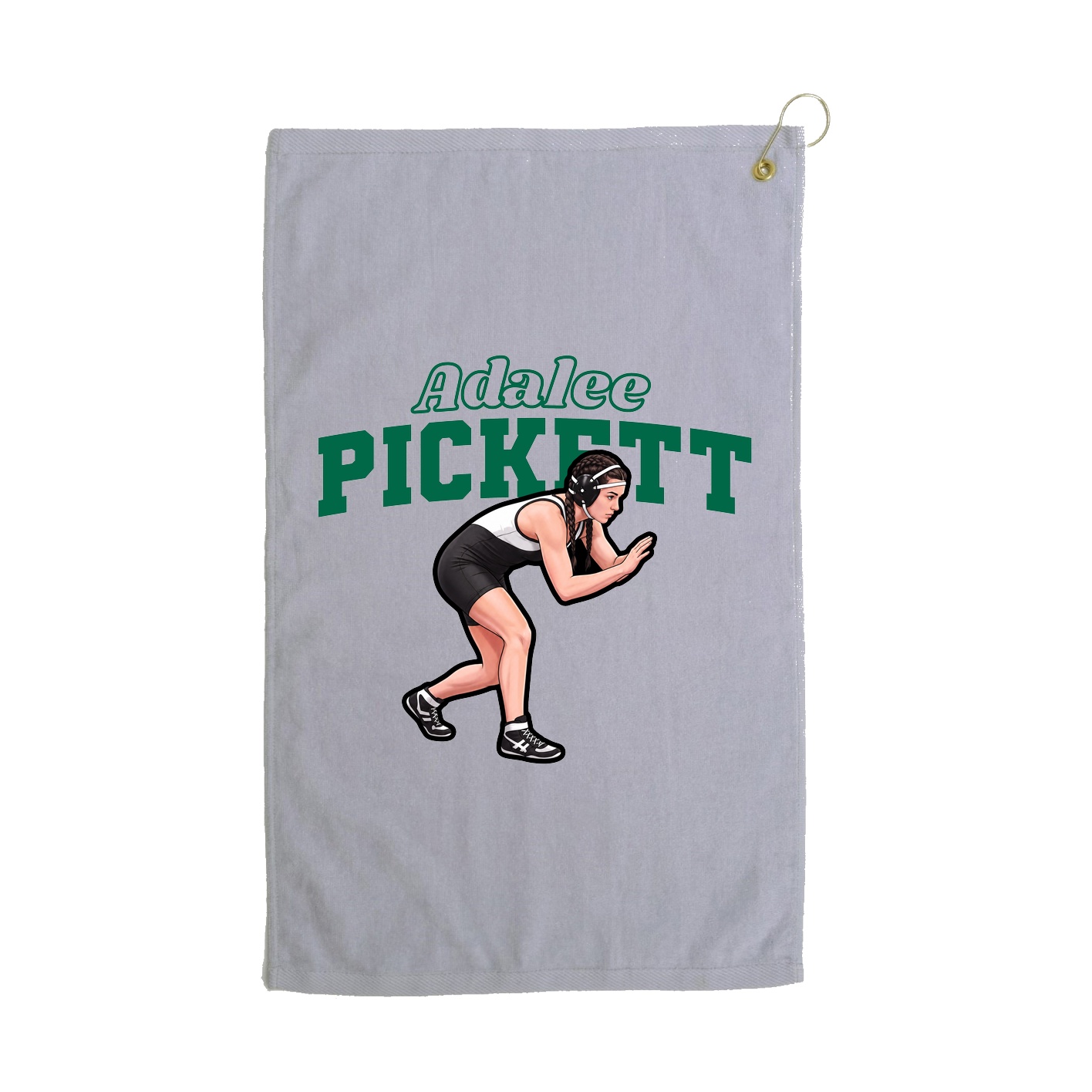 Golf Towel — Name Arch in Grey