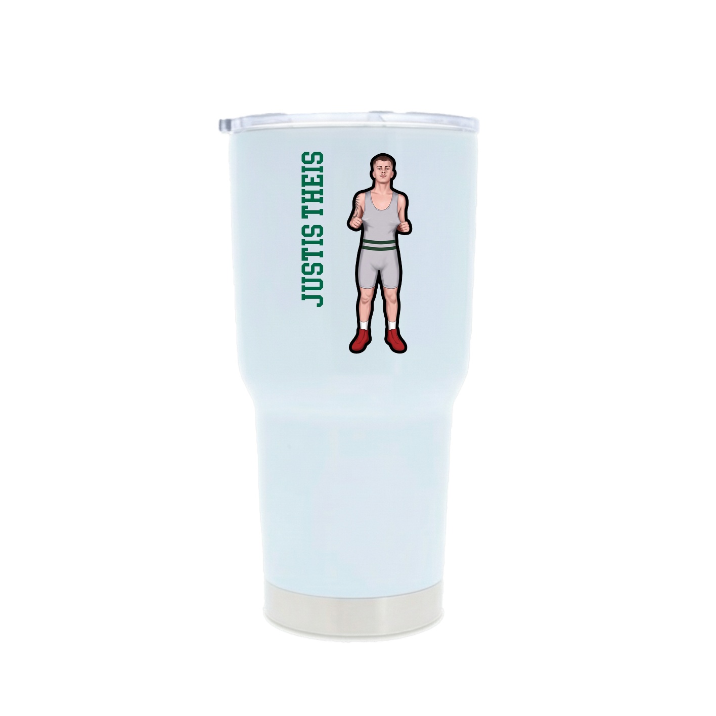 30oz Stainless Steel Tumbler — Name Vertical in White