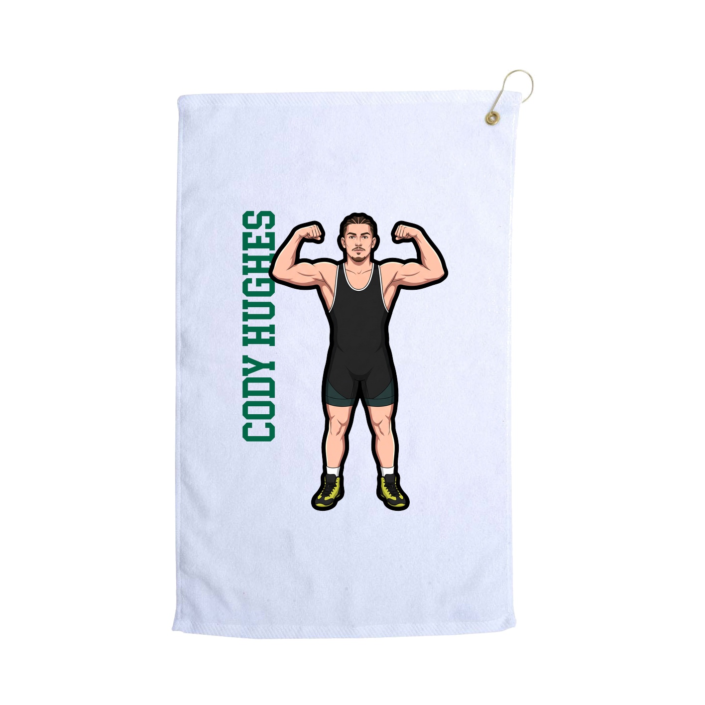 Golf Towel — Name Vertical in White