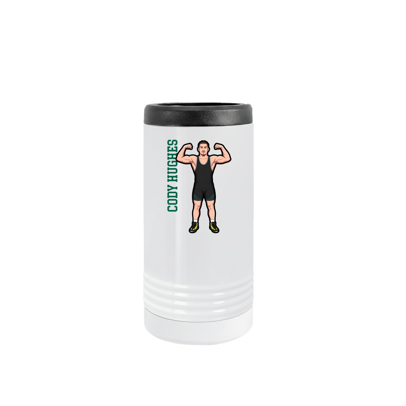 Slim Beverage Holder — Name Vertical in White