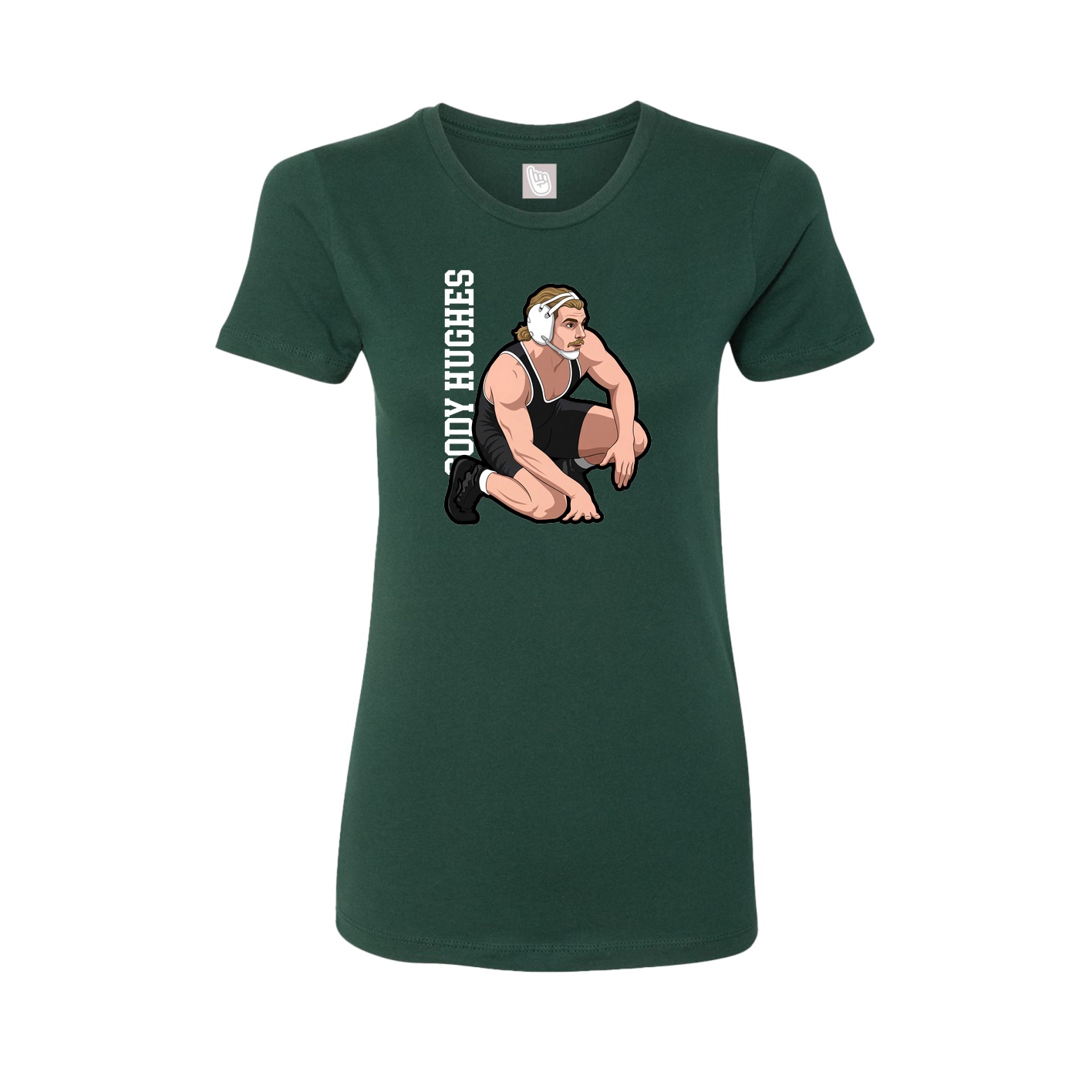 Fitted Women's Tee — Name Vertical in Green