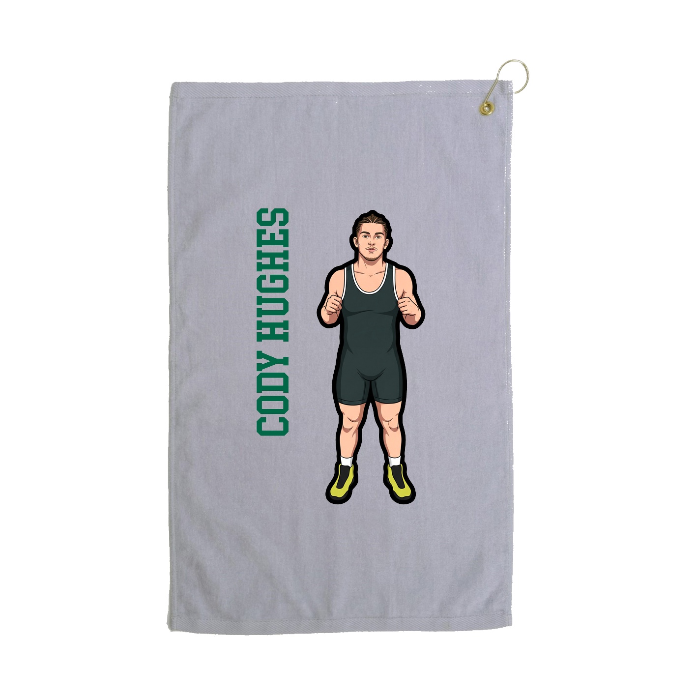 Golf Towel — Name Vertical in Grey