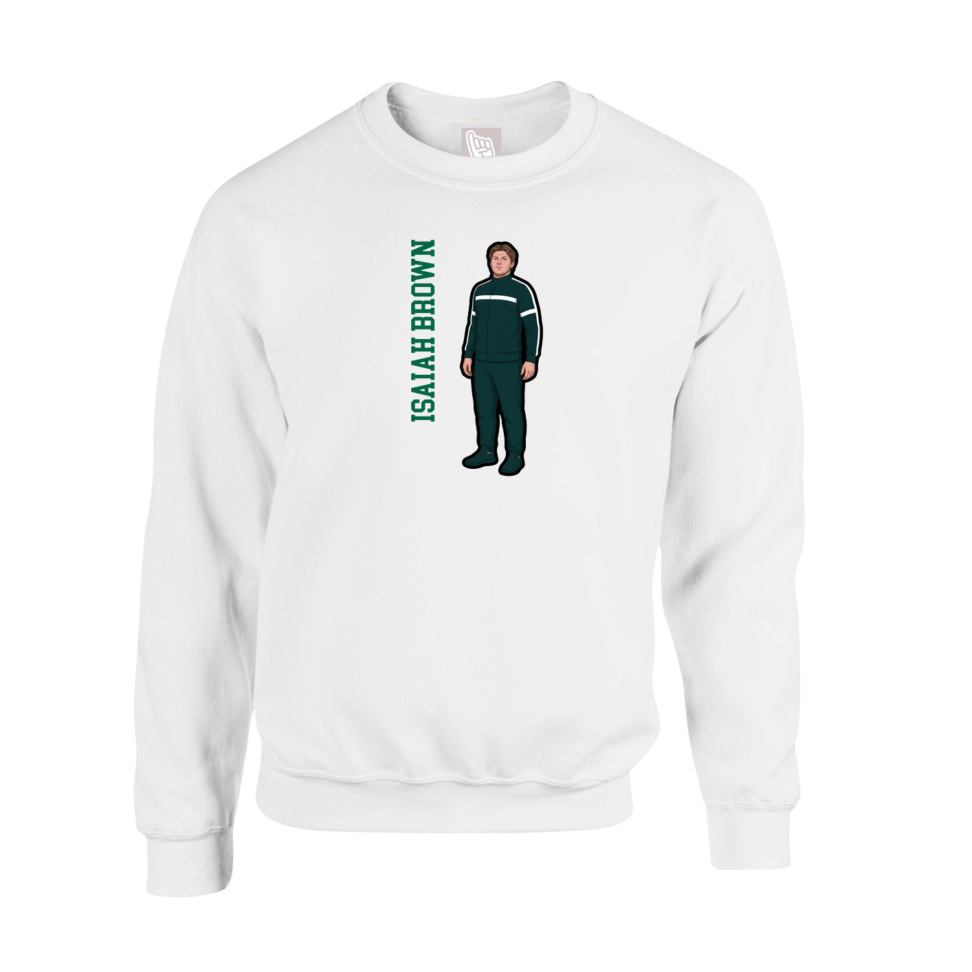 Fleece Crew — Name Vertical in White