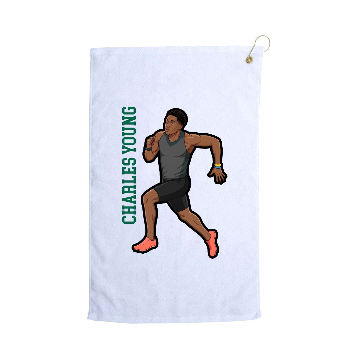 Golf Towel — Name Vertical in White
