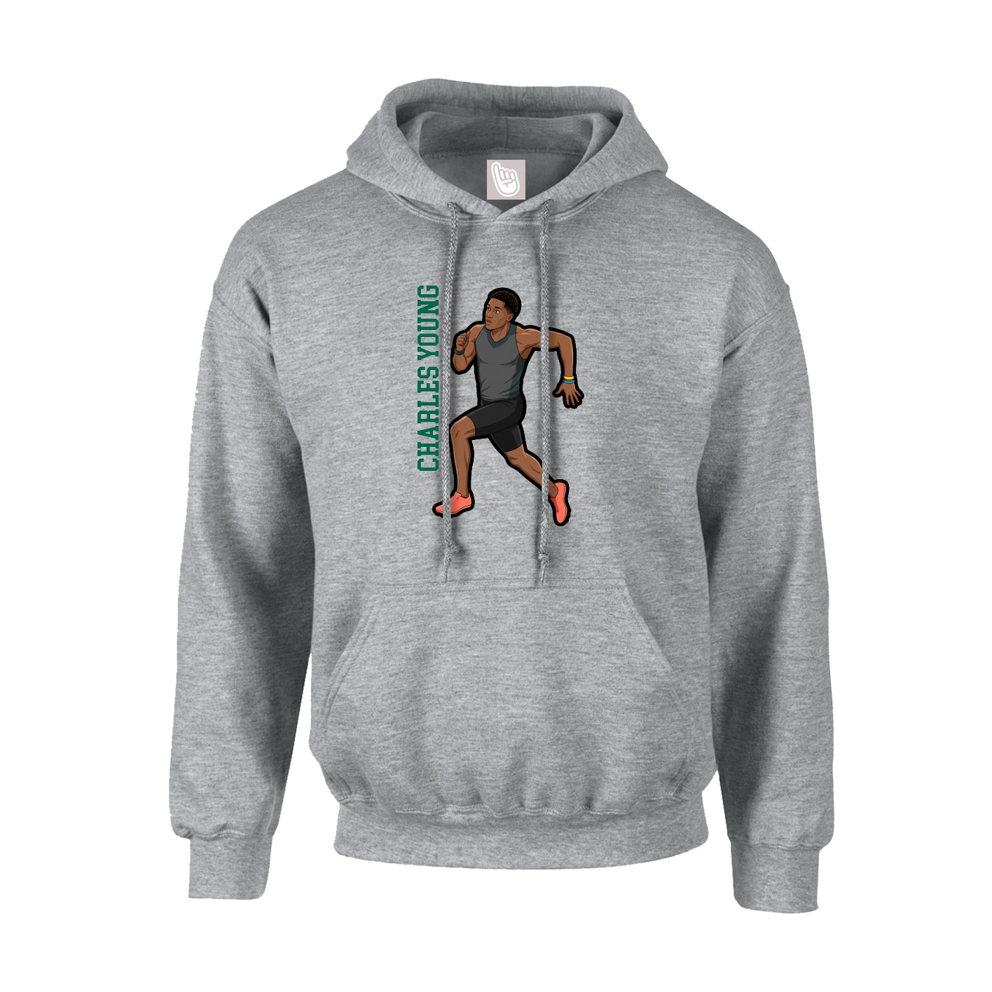 Youth Hoodie — Name Vertical in Grey