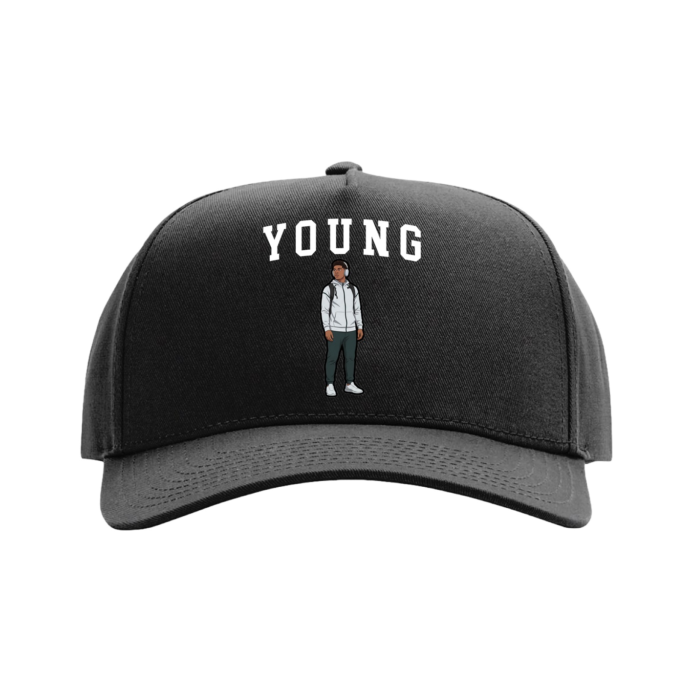 Full Fabric Five-Panel Champ Cap — Shirsey in Black