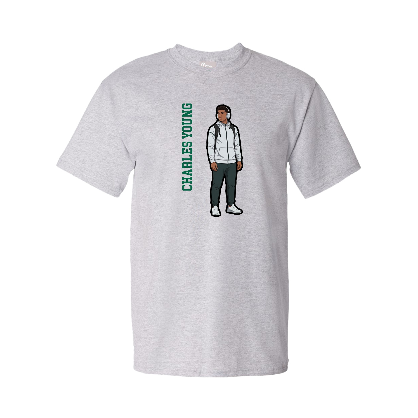 Youth Tee — Name Vertical in Grey