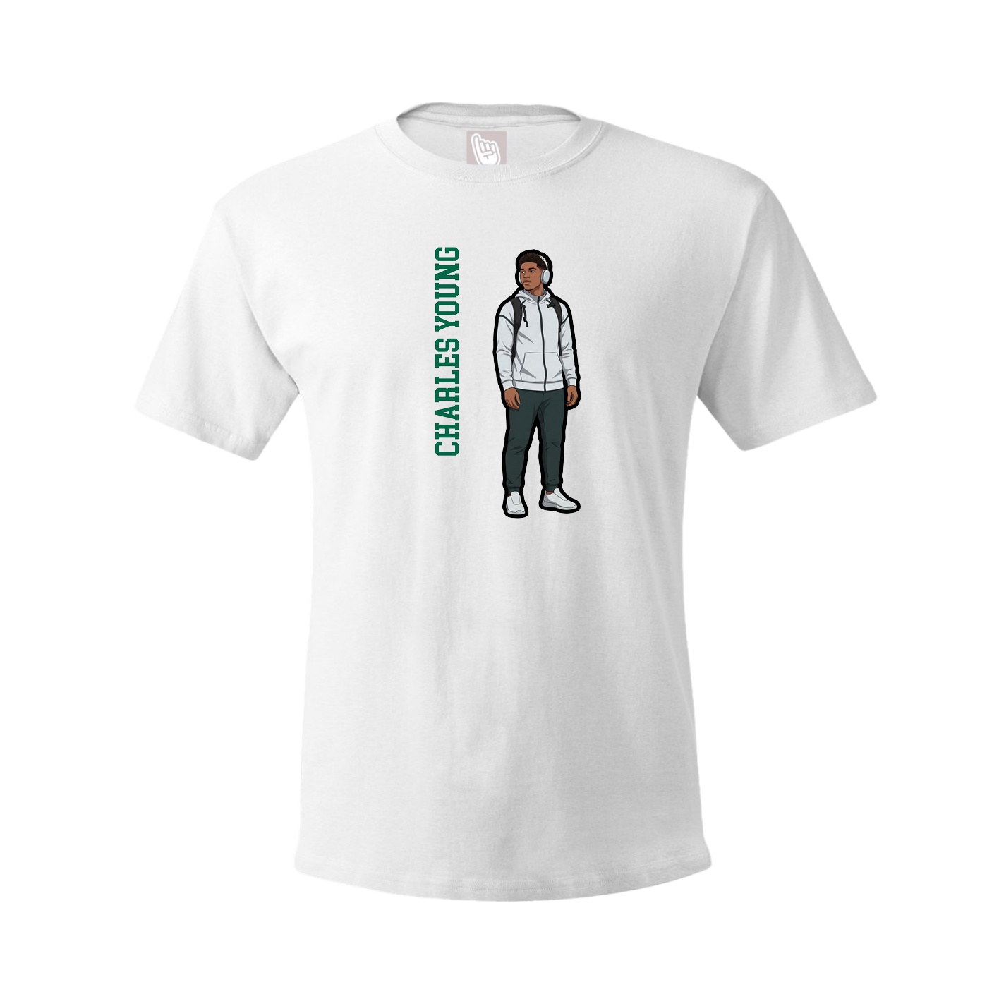 Youth Tee — Name Vertical in White