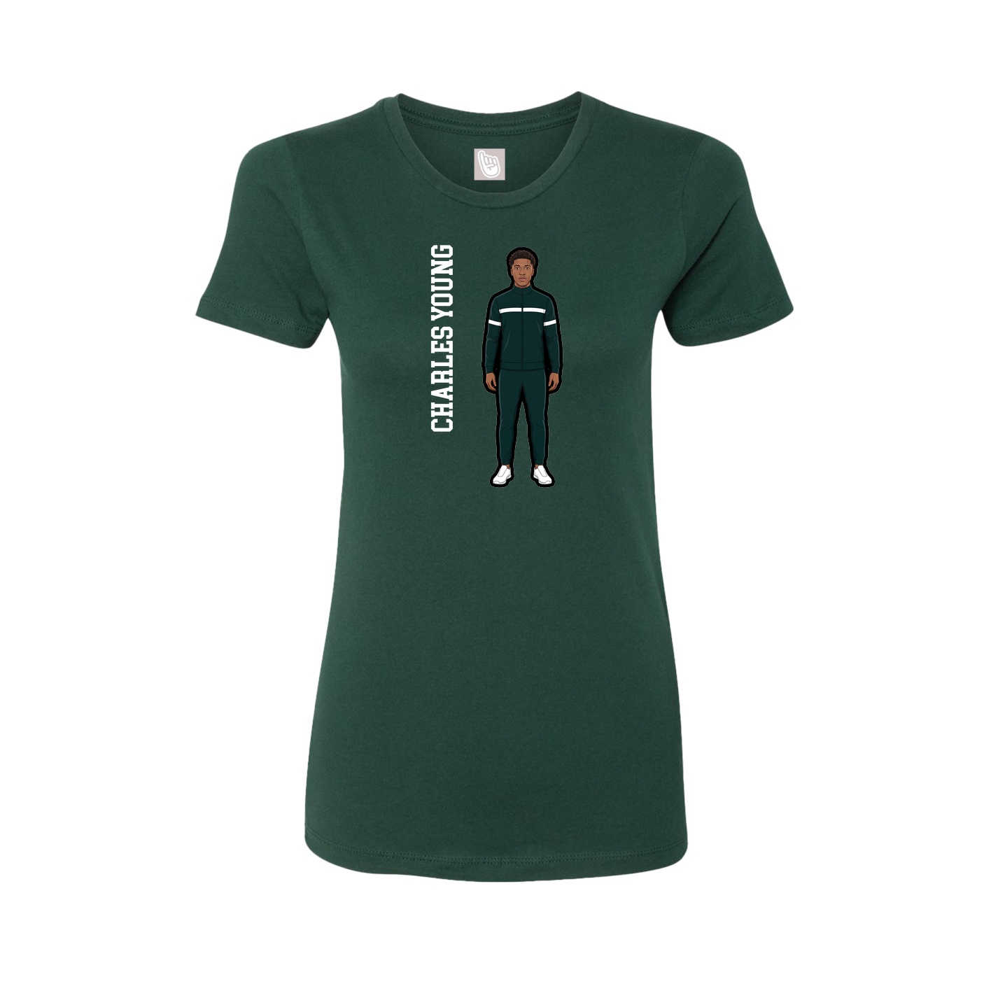Womens Tee — Name Vertical in Green