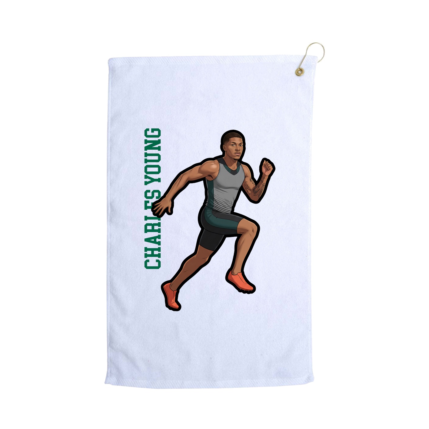 Golf Towel — Name Vertical in White