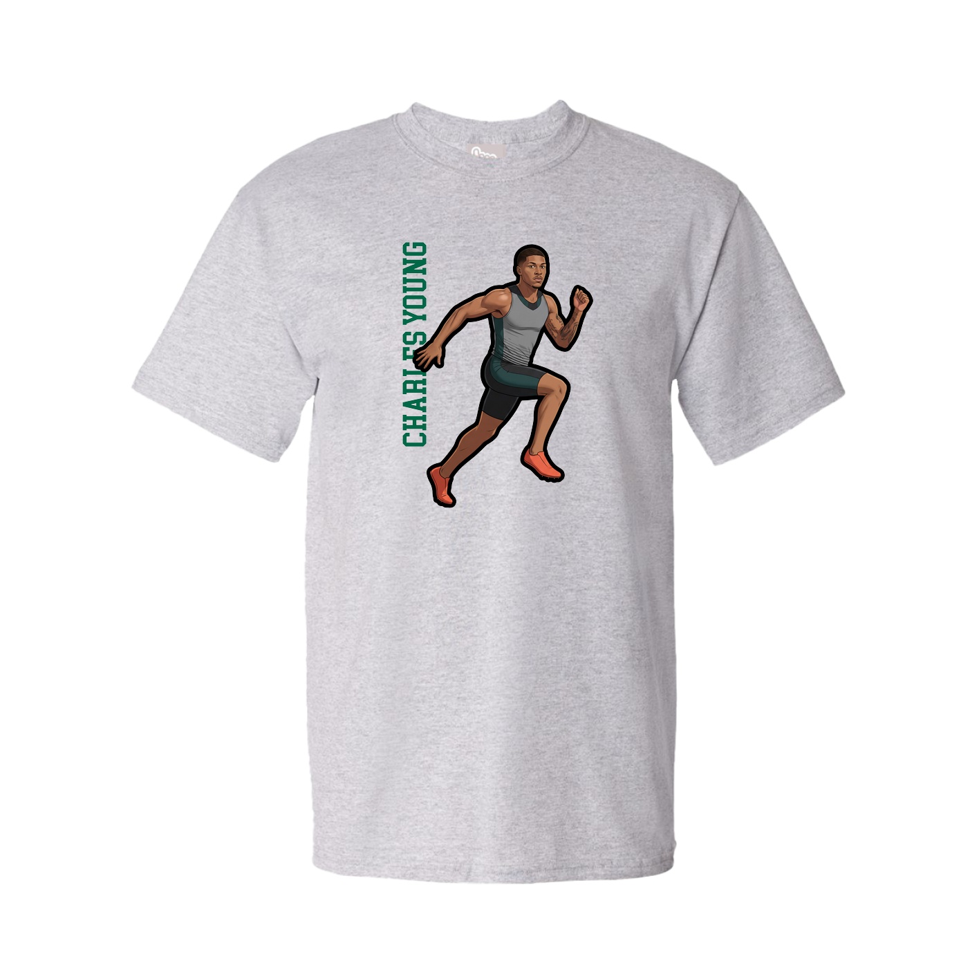 Youth Tee — Name Vertical in Grey